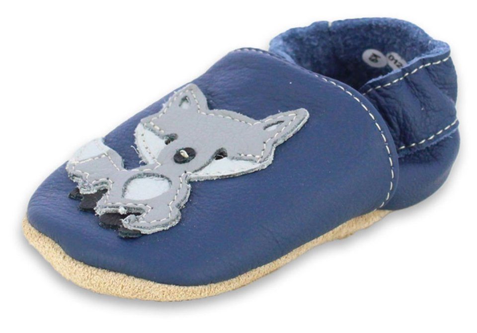 Beck Krabbelschuh Blue Fox mit Warmfutter Krabbelschuh (warme, weiche, flexible, leichte Schuhe, für die allerersten Schritte) Innensohle mit Warmfutter, chromfrei gegerbtes Rindsleder