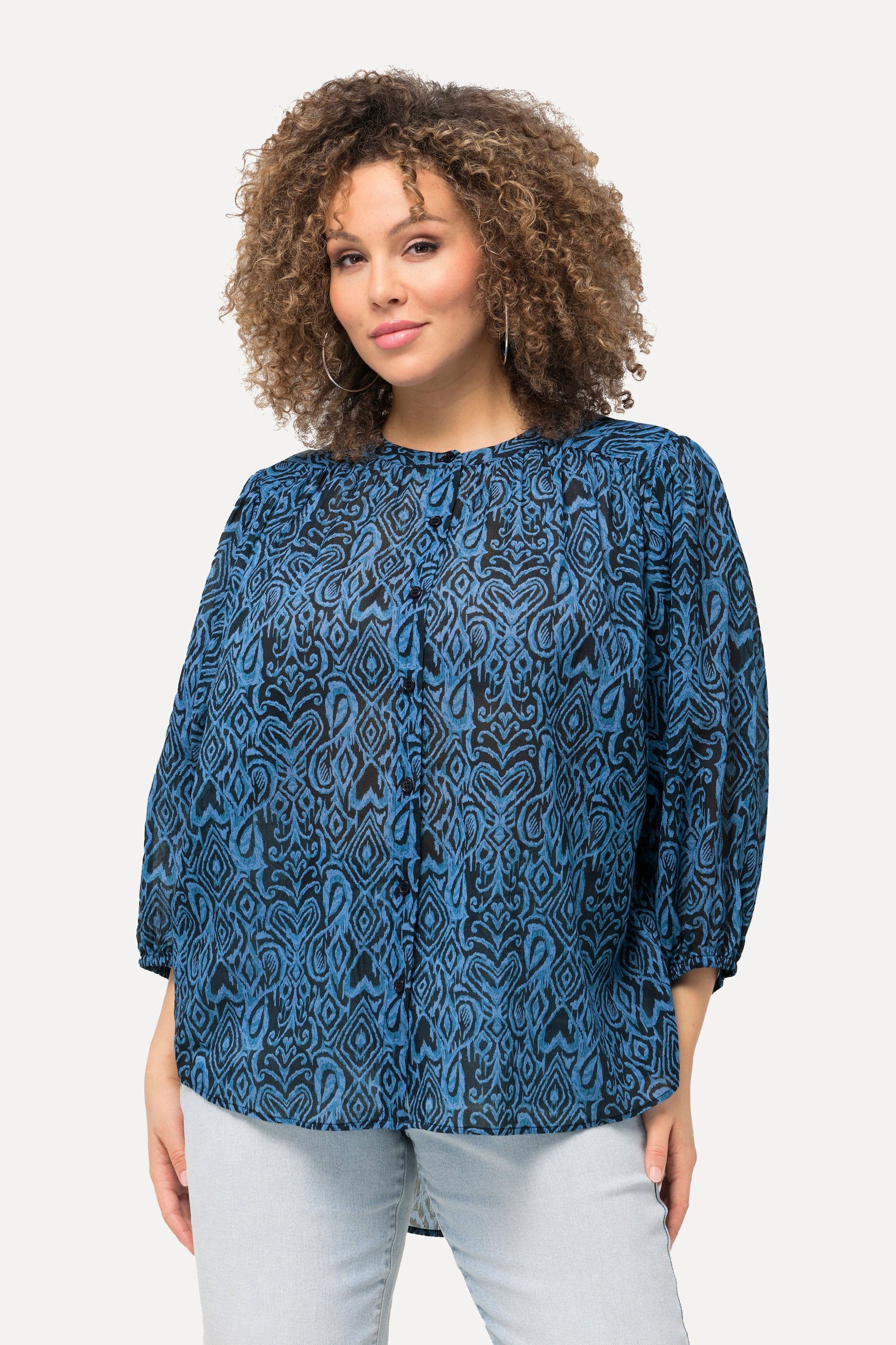 Ulla Popken Hemdbluse Bluse grafischer Druck günstig online kaufen