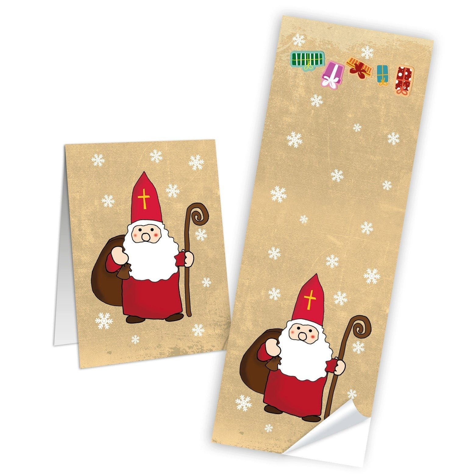 Logbuch-Verlag Aufkleber 10 Aufkleber Sticker HEILIGER NIKOLAUS rot weiß natur Weihnachtsmann