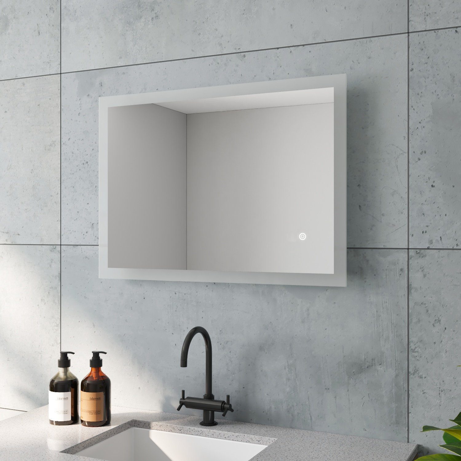 AQUALAVOS Schminkspiegel LED Badspiegel mit Beleuchtung Dimmbar Schminkspiegel Kaltweiß 6400K, Touch-Schalter Dimmbar, mit 6400K Kaltweiß