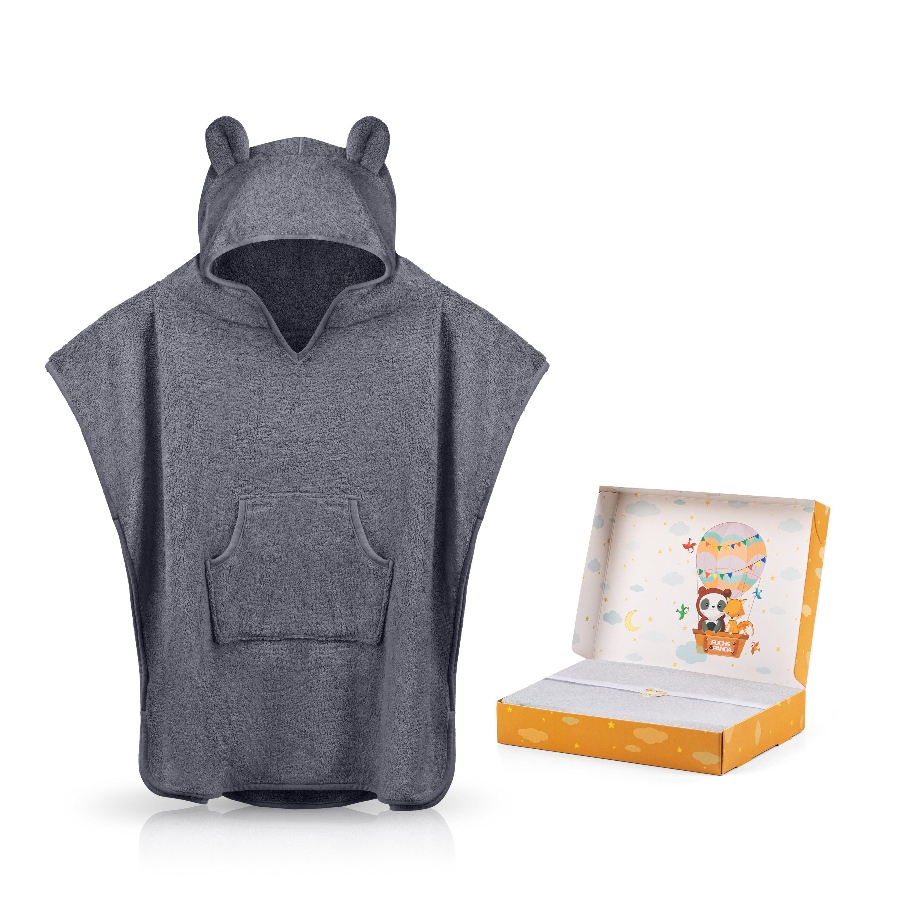 Fuchs & Panda Badeponcho Kuscheliger Badeponcho Baby und Kinder (0-4Jahre) aus 100% Bambus, 100% Bambus: Antimikrobiell, Atmungsaktiv, Hypoallergen, Superweich