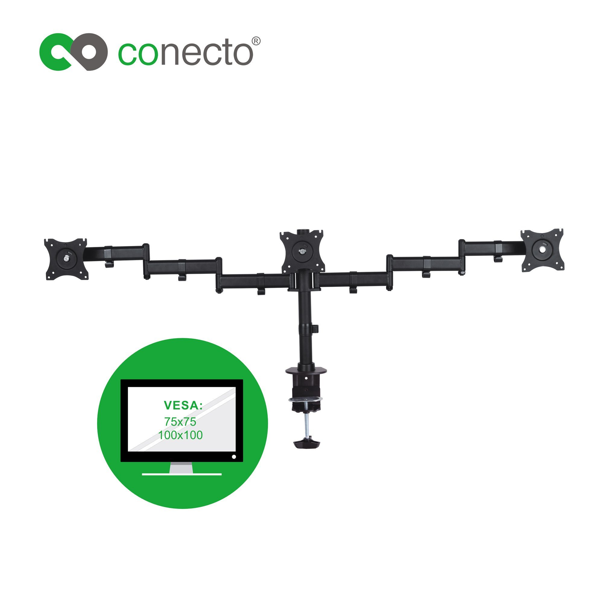 conecto Monitor-Halterung Schreibtischhalterung für 3 Monitore, (bis 27 Zoll, drehbar: 360)