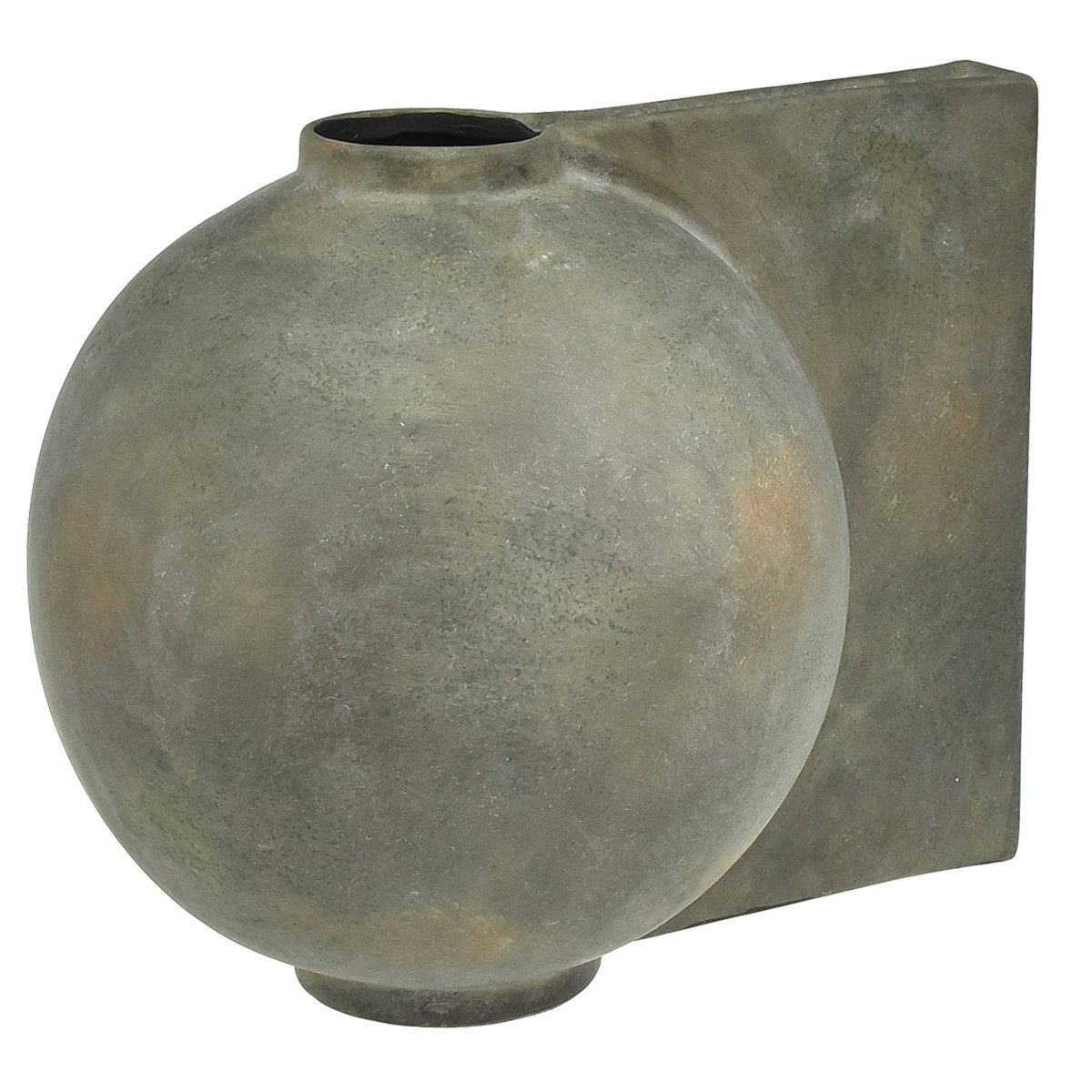 Übertopf Elegante Keramikvase in Antik Bronze-Optik Grau, Dekorative Tischvase