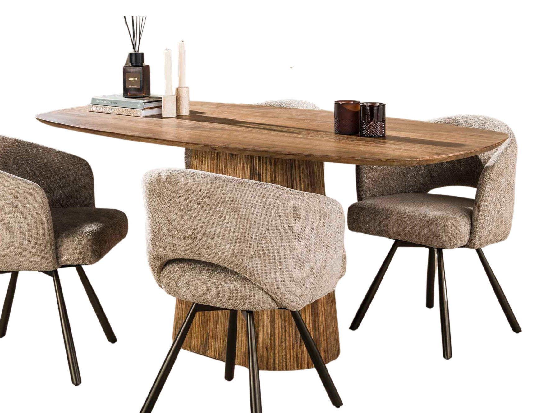 Maison ESTO Esstisch Esszimmertisch „Nordic Linea“ ovaler Tisch Mangoholz 180 x 90 cm, Ovale Form für kommunikatives Sitzen