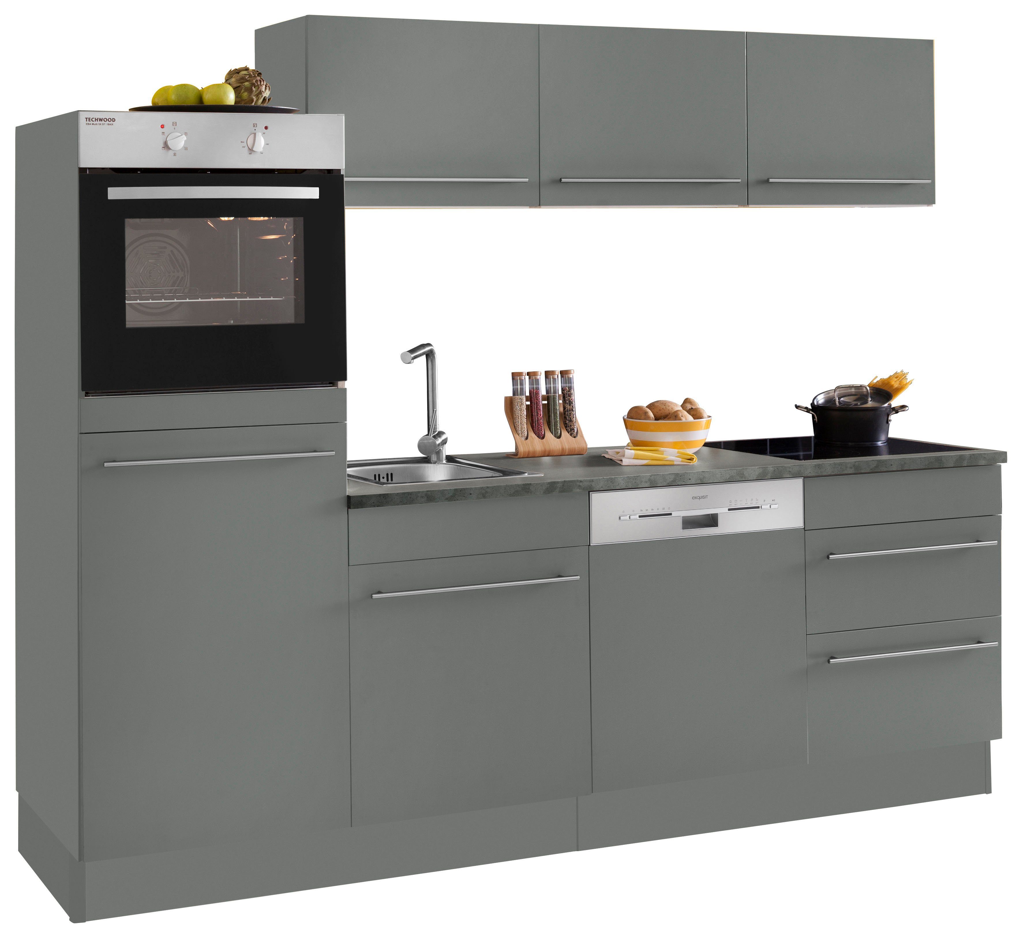 OPTIFIT Küchenzeile »Bern«, (Spar-Set), mit E-Geräten, Breite 240 cm mit  höhenverstellbaren Füßen, gedämpfte Türen und Schubkästen, Metallgriffe  online kaufen | OTTO