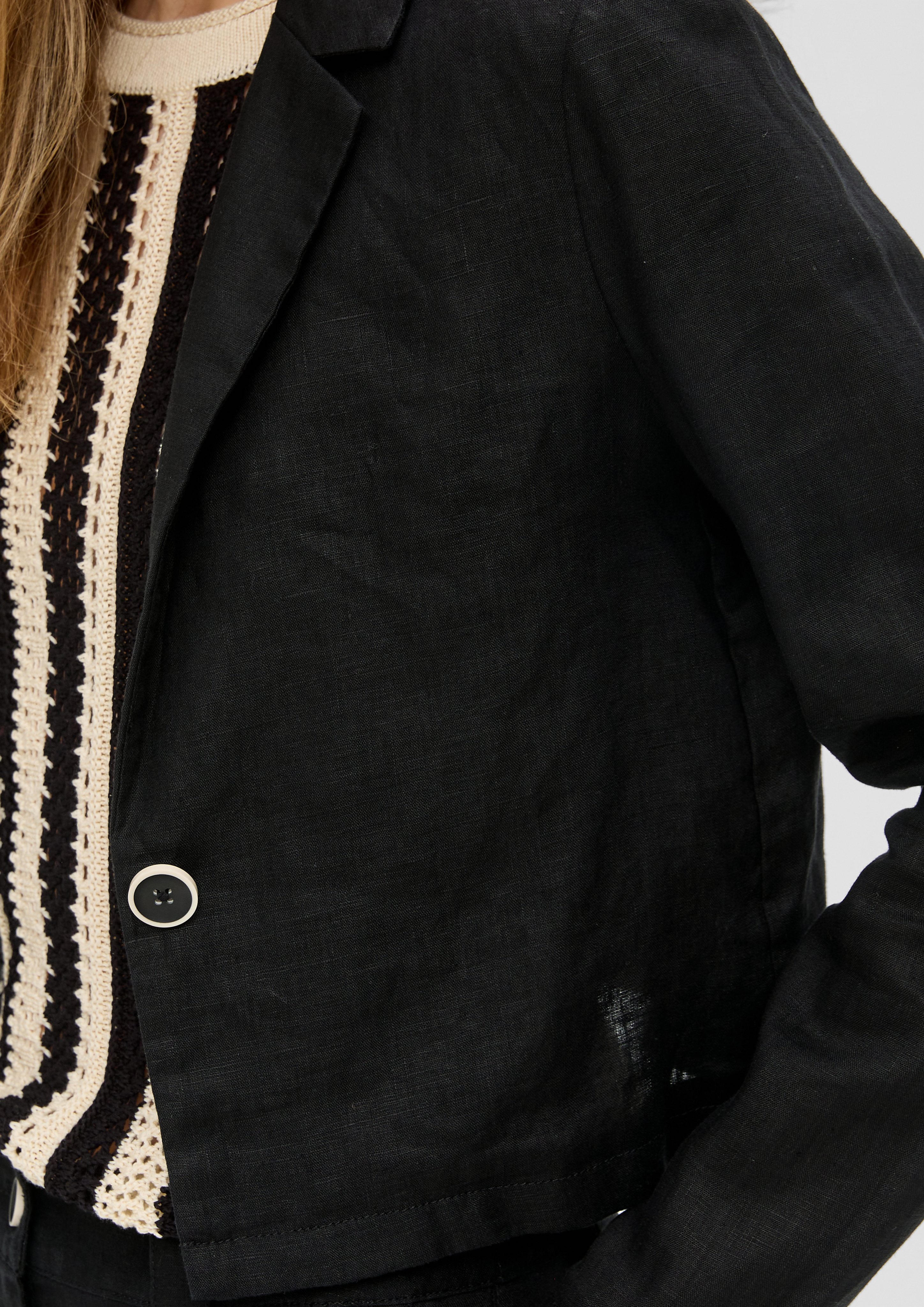s.Oliver Jackenblazer Kurzer Boxy-Blazer aus Leinen günstig online kaufen