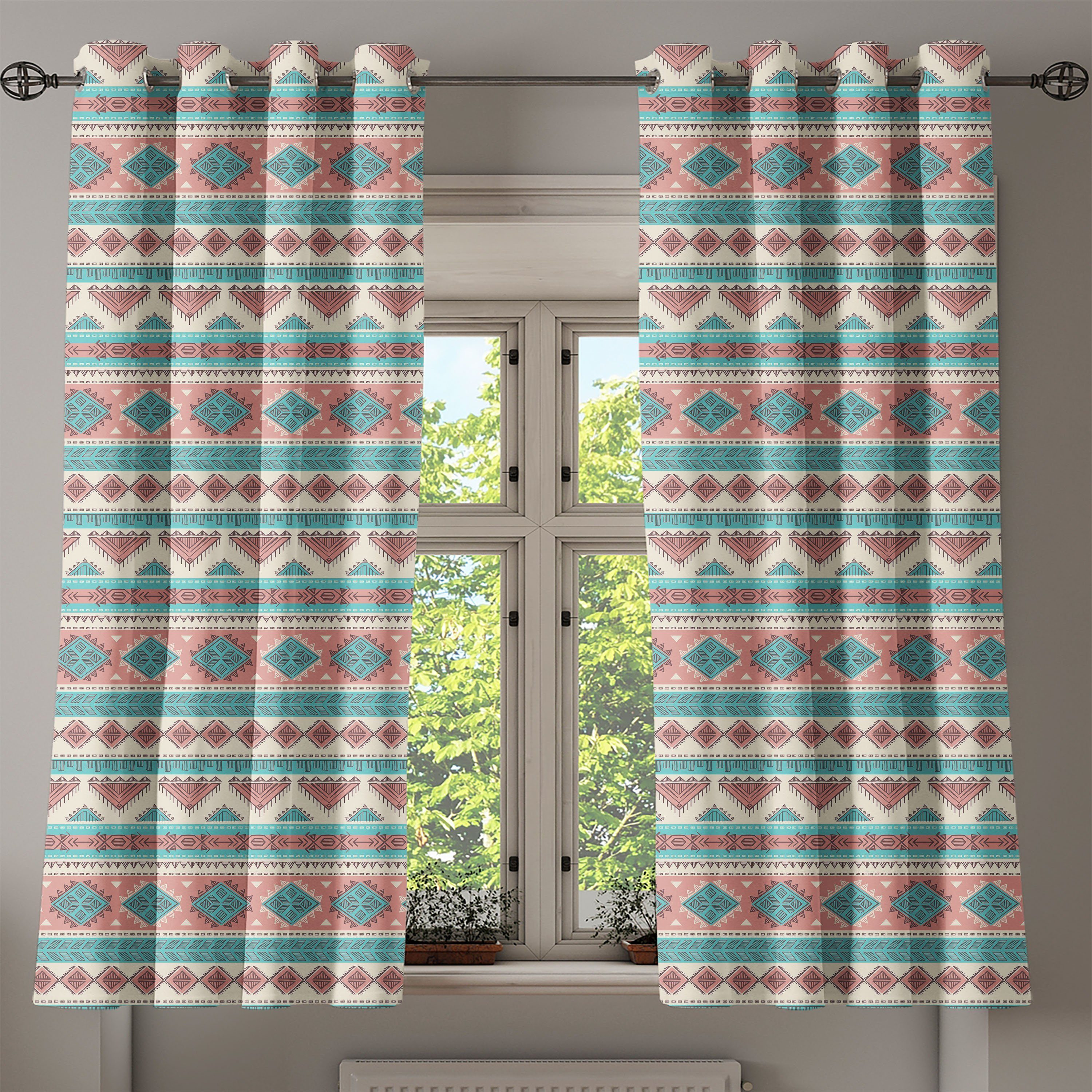 Wohnzimmer, Gardine Stammes Art Schlafzimmer Style Dekorative Aztec Abakuhaus, 2-Panel-Fenstervorhänge für