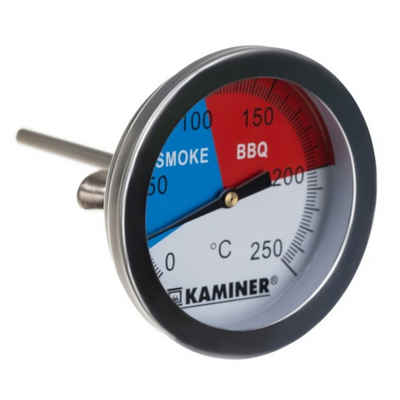 Kaminer Grillthermometer Thermometer für Grill, Analog Smoker Gasgrill Räucherofen 1-tlg., BBQ Grill Thermometer Edelstahl, Einbau Deckel bis 250°C