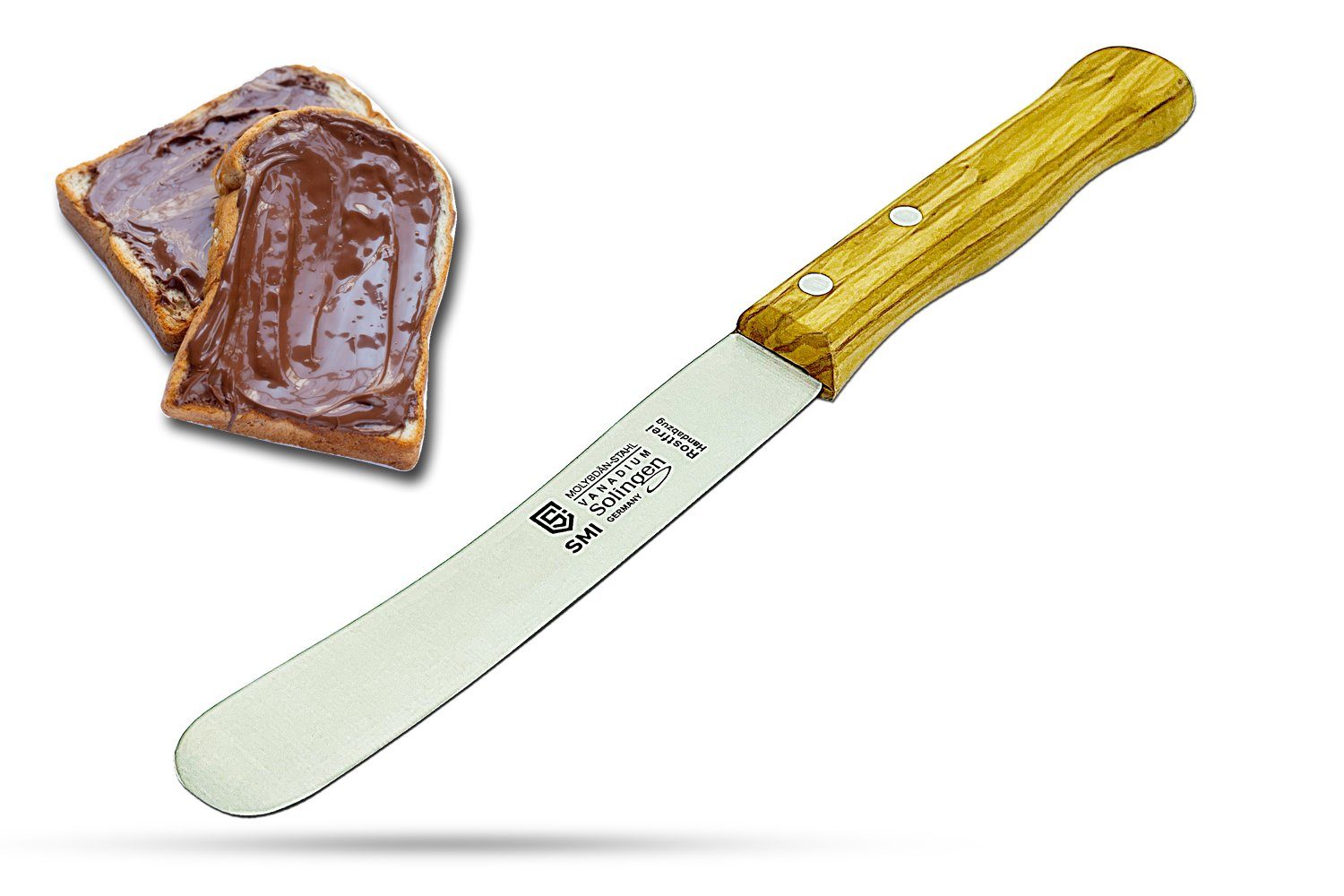 SMI Нож для булочек Solingen Olivenholz Buttermesser Frühstücksmesser Buckelsmesser