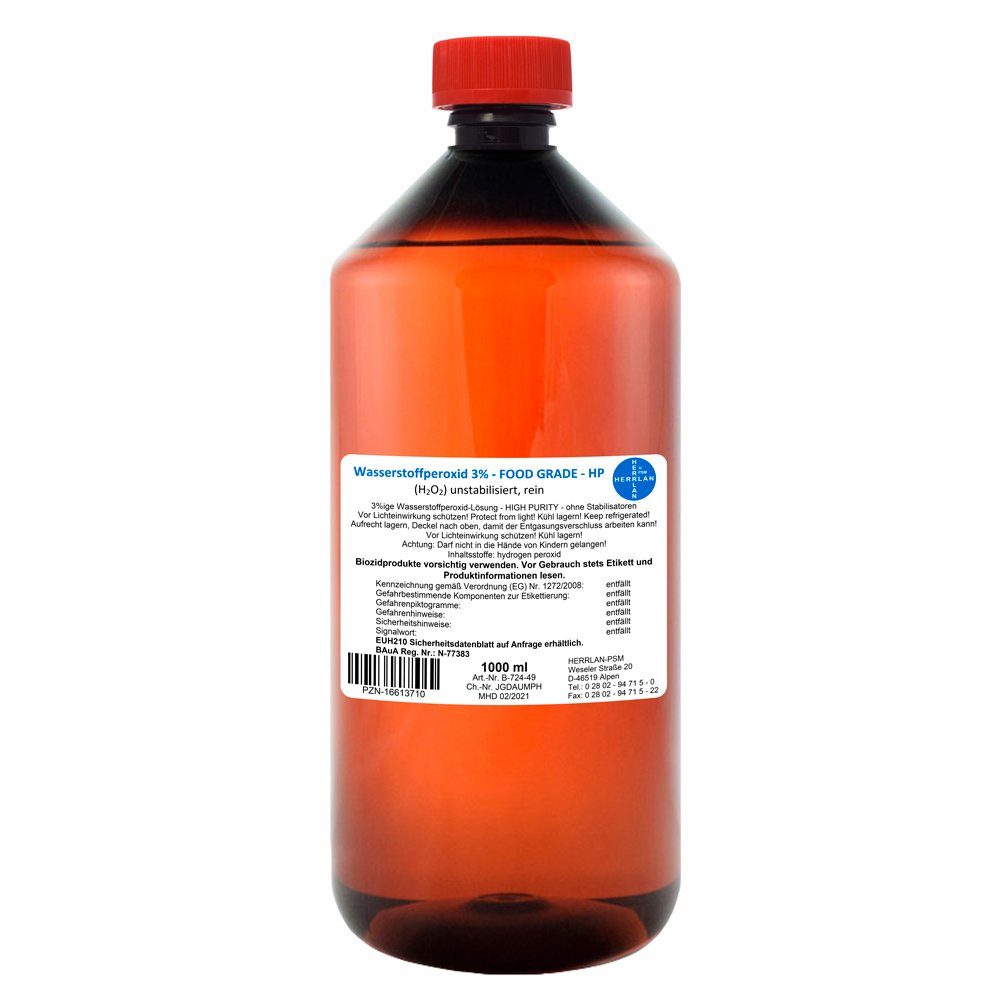 HERRLAN Wasserstoffperoxid 3% FOOD GRADE I 1 Liter I HERRLAN-Qualität Bleichmittel