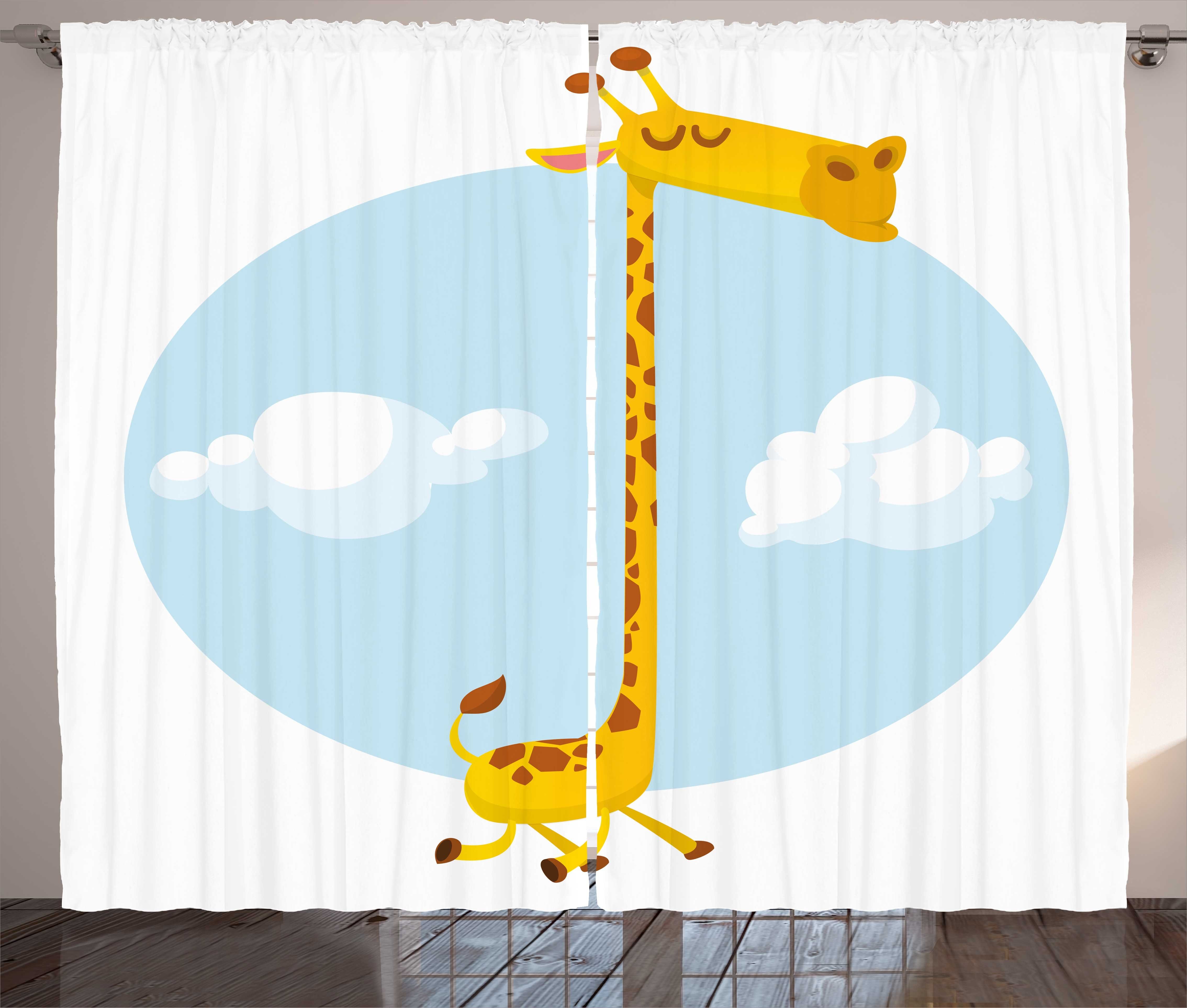 Gepunktete Tierhals mit Vorhang Abakuhaus, Gardine Afrika und Schlaufen Kräuselband Haken, Giraffe Schlafzimmer