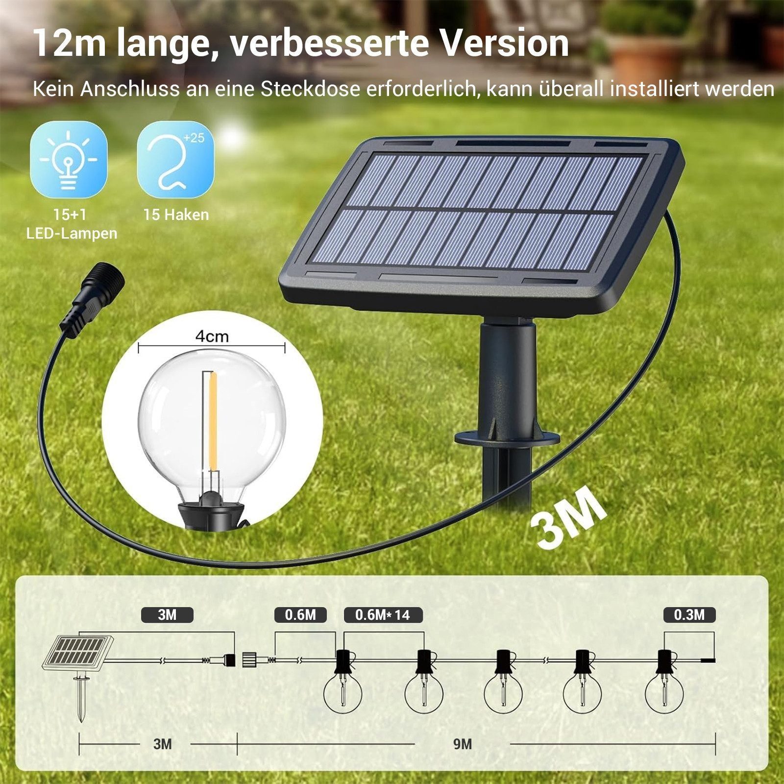 Elegear Lichterkette 9.7/12/19m LED-Lichterkette Außen, Gartenleuchte günstig online kaufen