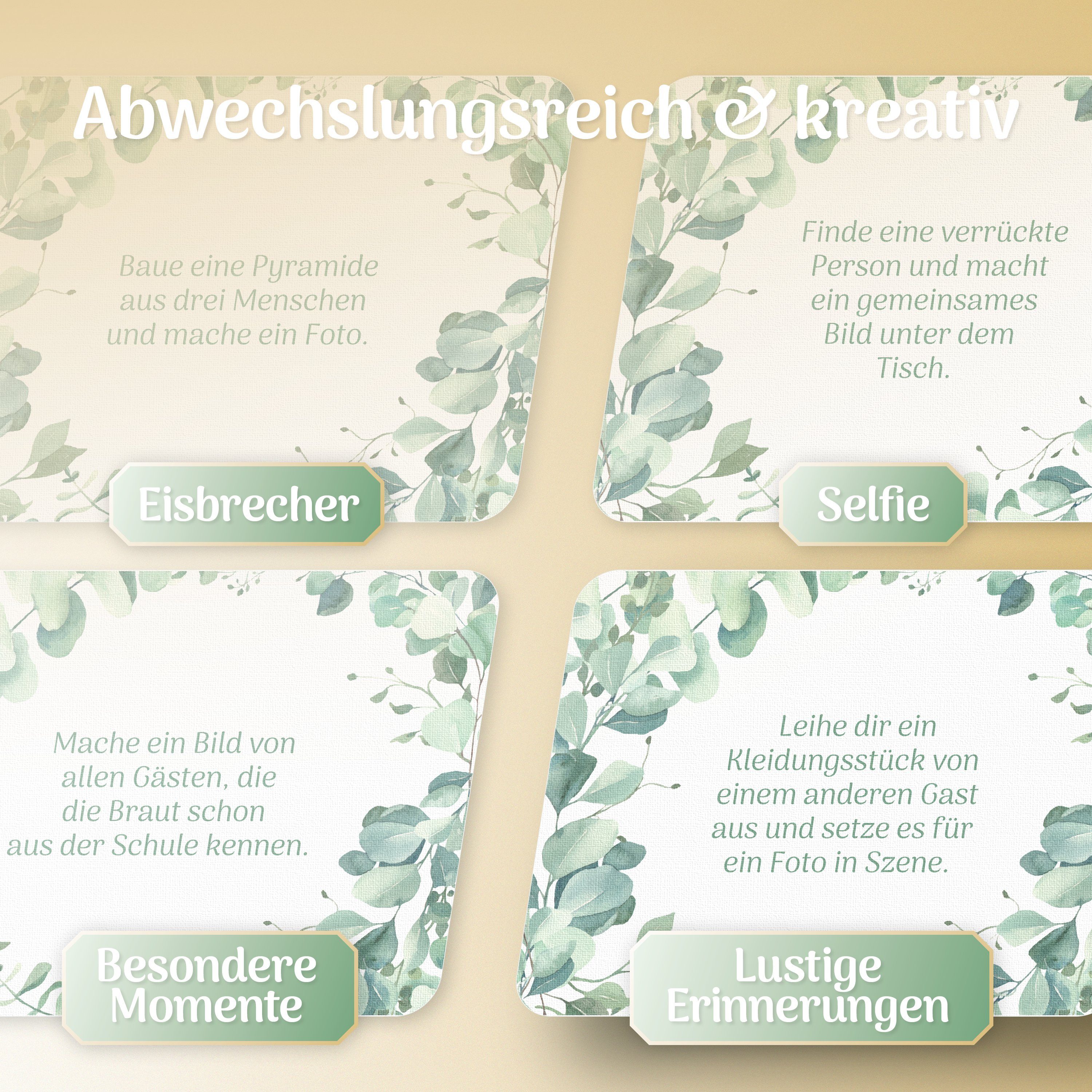 Hochzeitsgäste Hochzeit - Hochzeitskarte Kreative ® AMARI Fotoaufgaben für Amari Fotospiel