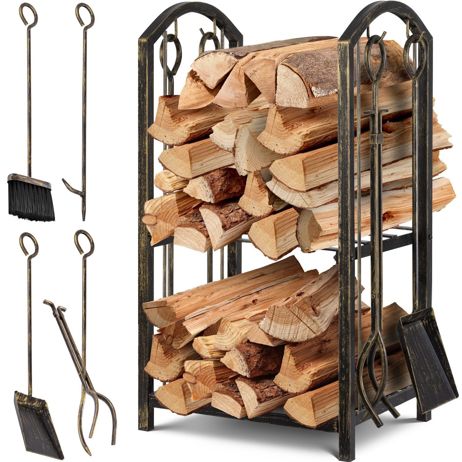 KESSER Kaminholzregal, Kaminholzregal 5-teiliges Set Kaminholzständer Feuerholzablage