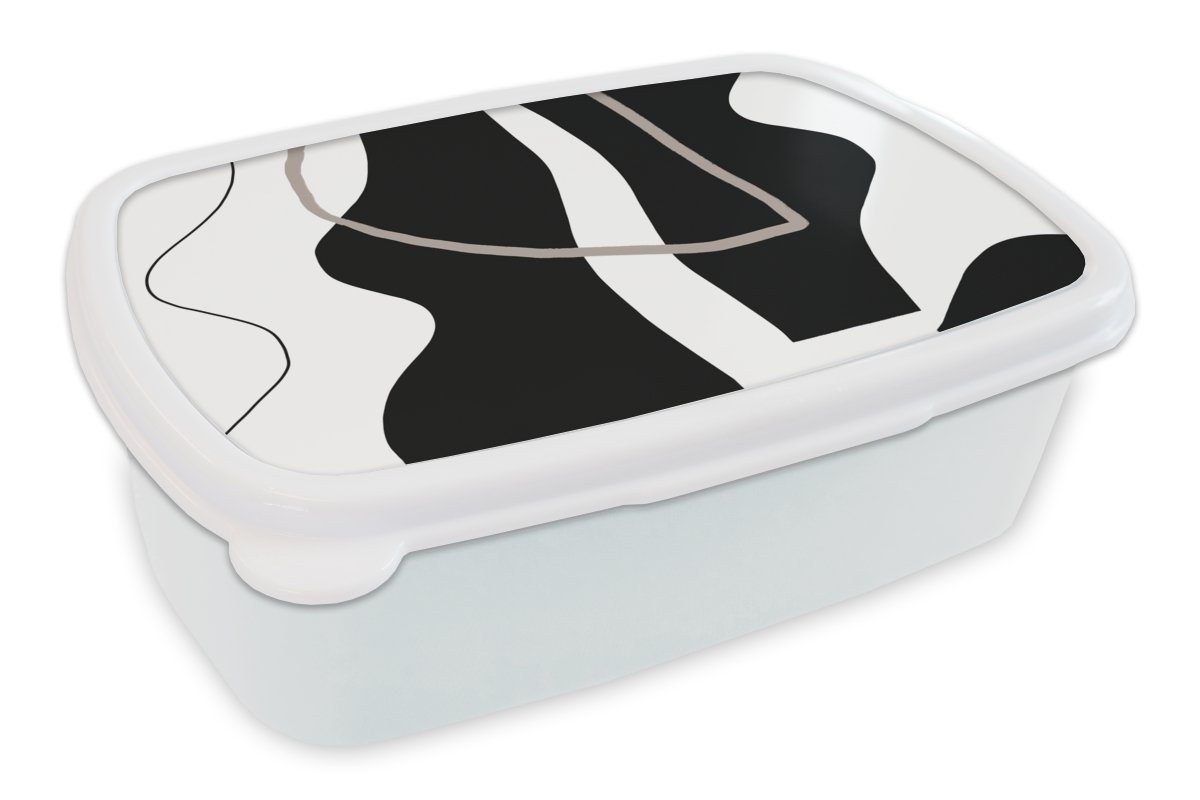 MuchoWow Lunchbox Abstrakt - Minimalismus - Design, Kunststoff, (2-tlg), Brotbox für Kinder und Erwachsene, Brotdose, für Jungs und Mädchen weiß