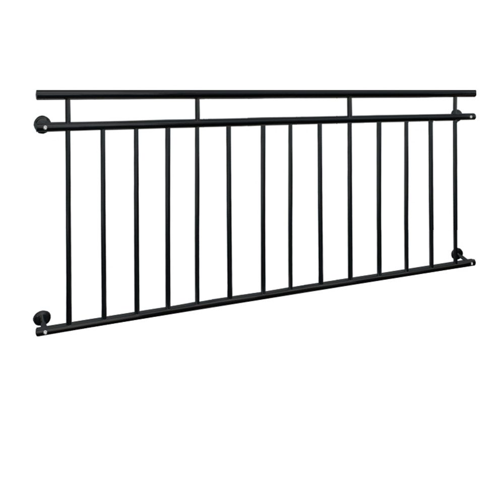 ECD Germany Brüstungsgeländer Französischer Balkon aus Edelstahl Balkongeländer Balkongitter, 184 cm Länge, 90 cm Höhe, Fenstergitter mit 14 Füllstäben Stabgeländer Geländer matt und rau