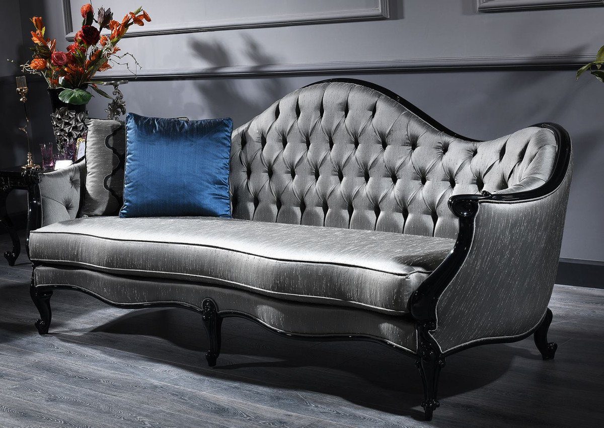 Casa Padrino Sofa »Luxus Barock Sofa Silber / Schwarz 250 x 92 x H. 103 cm  - Prunkvolles Wohnzimmer Sofa im Barockstil«