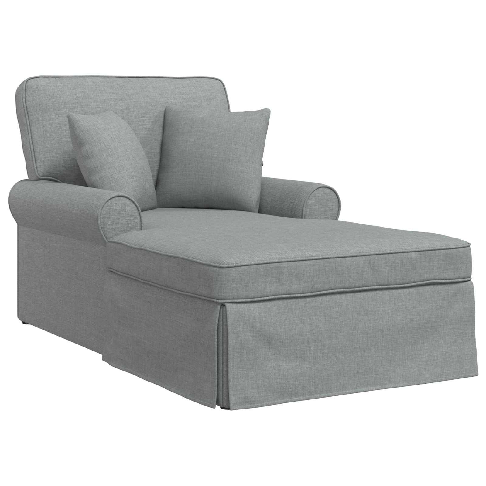 vidaXL Chaiselongue Chaise Lounge mit Rock mit Kissen 3 pcs Hellgrau Stoff, 3 Teile