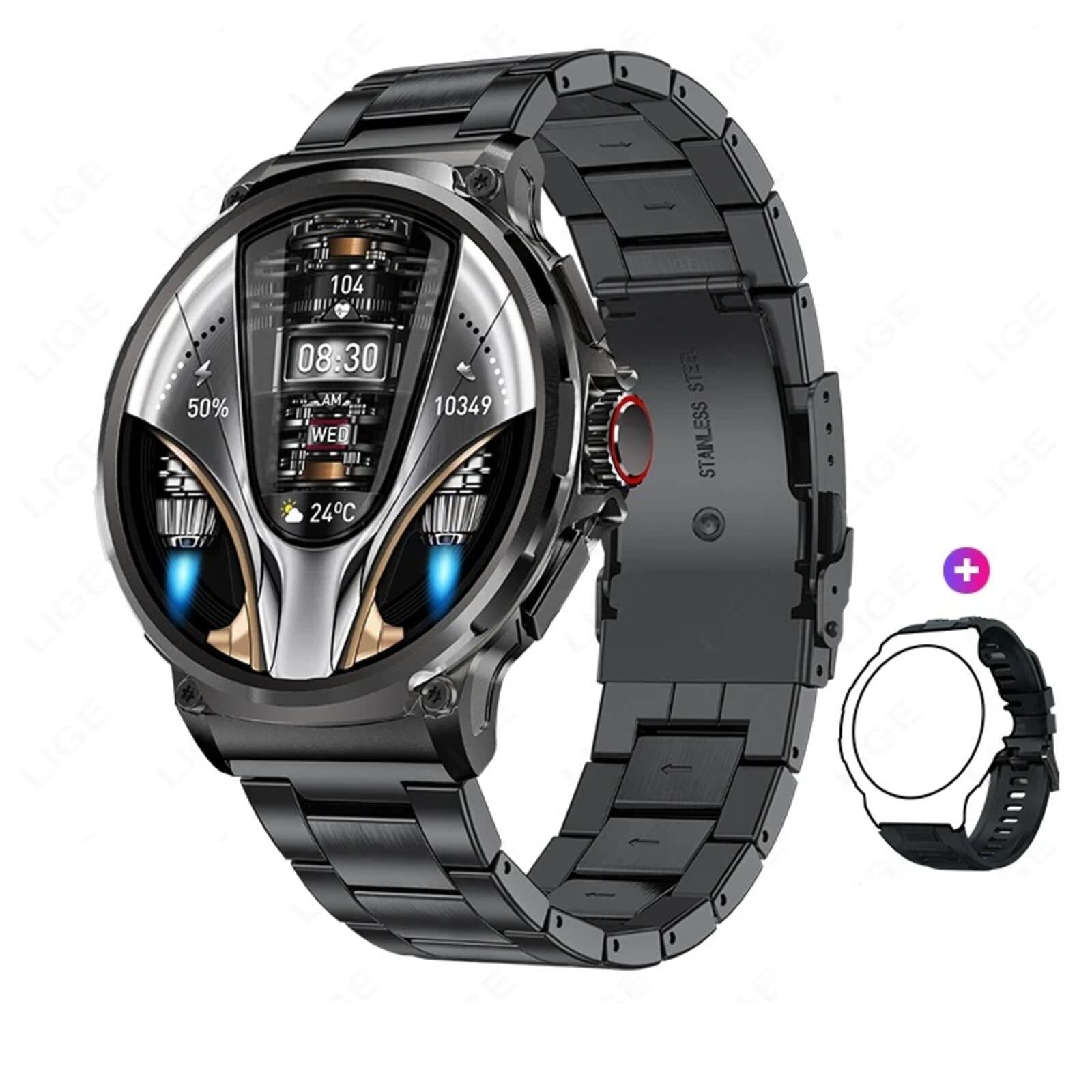 Smartwatch Herren großer Bildschirm, Fitness-Tracker IP68 wasserdichte Smartwatch