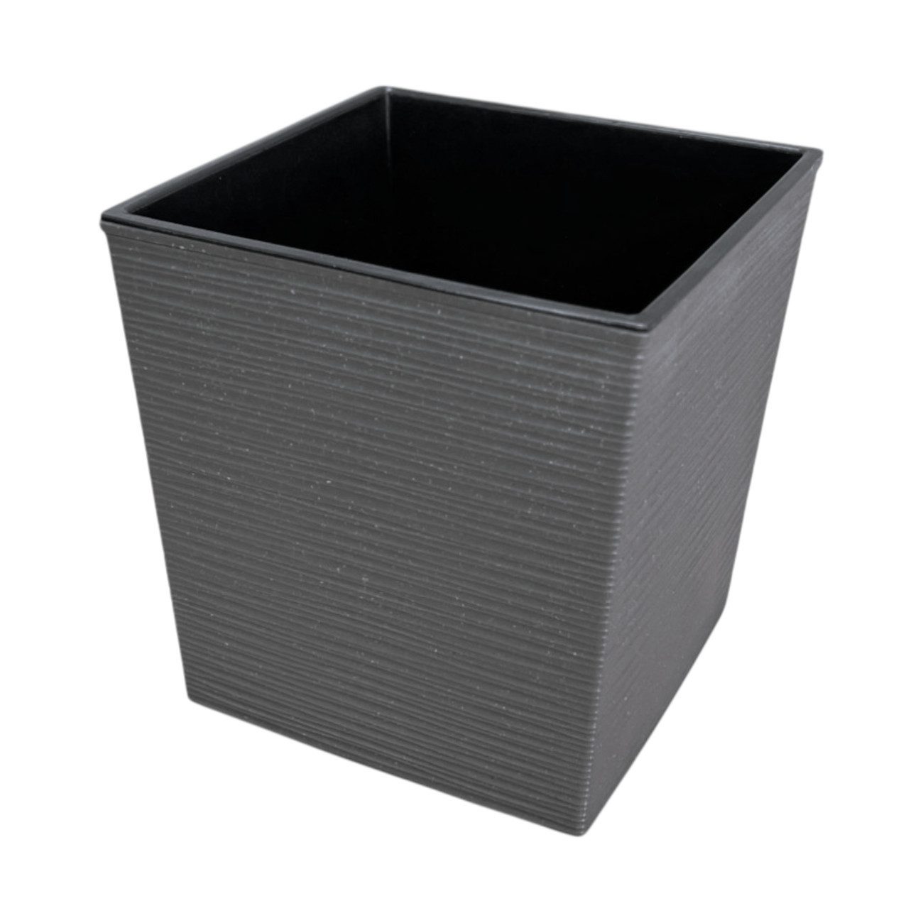 Engelland Pflanzkübel Blumentopf aus recyceltem Kunststoff & Holz (WPC), Rillenoptik (UV-beständig, wetterfest, quadratisch), Blumenkübel für Garten, Balkon, Terrasse, Innen- und Außenbereich