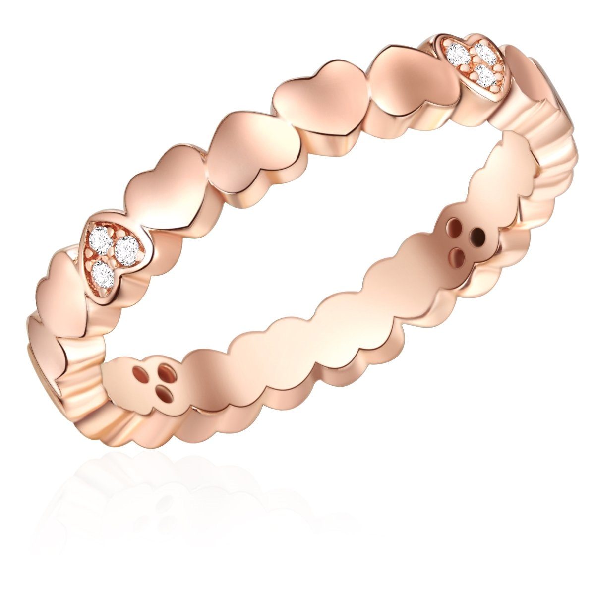 Lulu & Jane Silberring Herz roségold, Sterling Silber günstig online kaufen