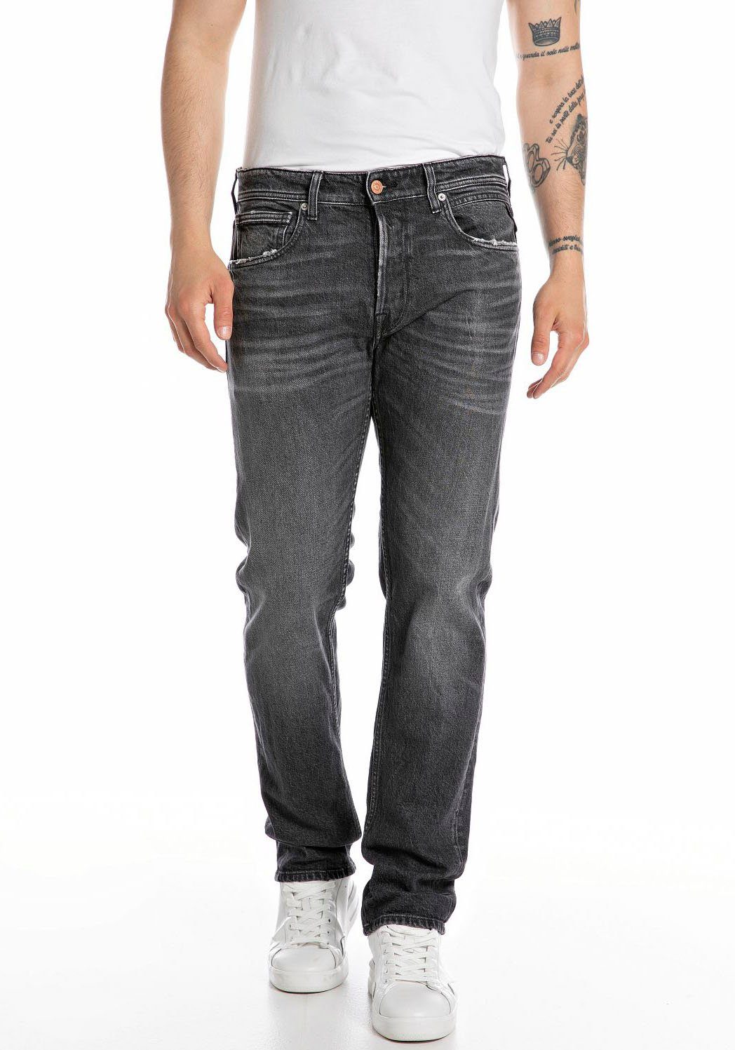 Replay Straight-Jeans GROVER in vielen verschiedenen Waschungen, mit Stretch