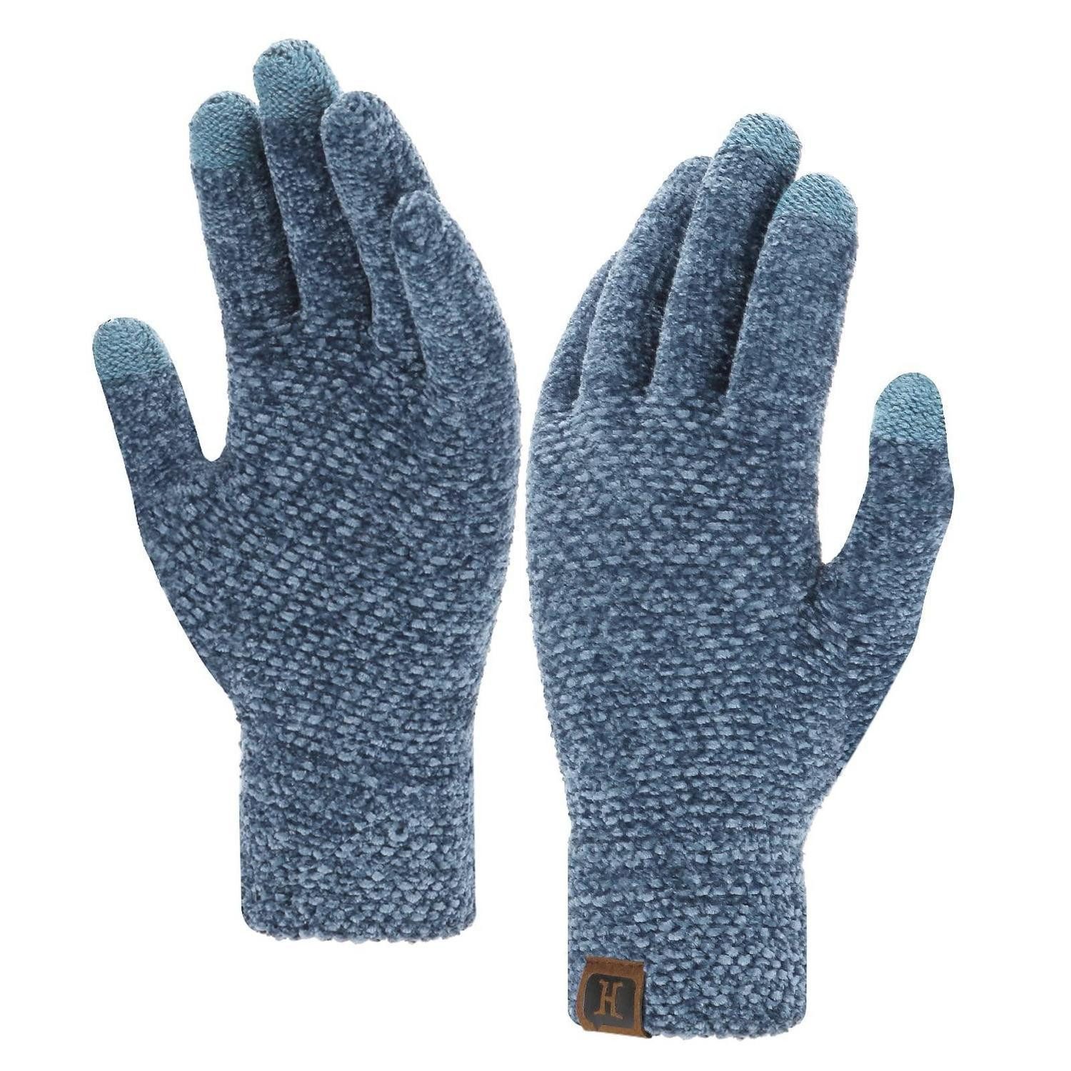 LuxusKollektion Laufhandschuhe Damen Winter Touchscreen Handschuhe Blau Einheitsgröße (1-St)