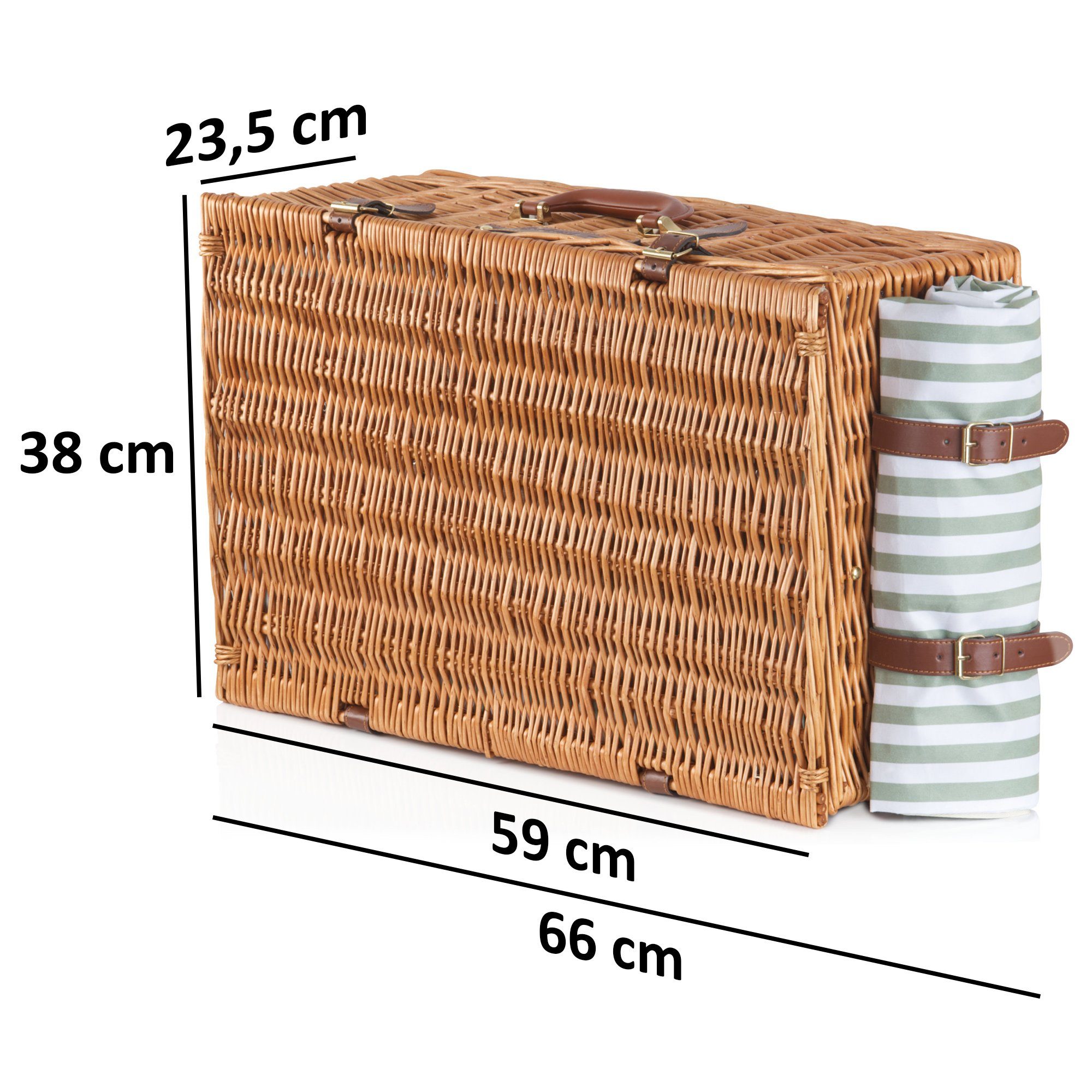CampFeuer Picknickkorb 4 Personen mit Kühlfach und Geschirr-Set, 29-tlg, Weidenkorb (29 St)