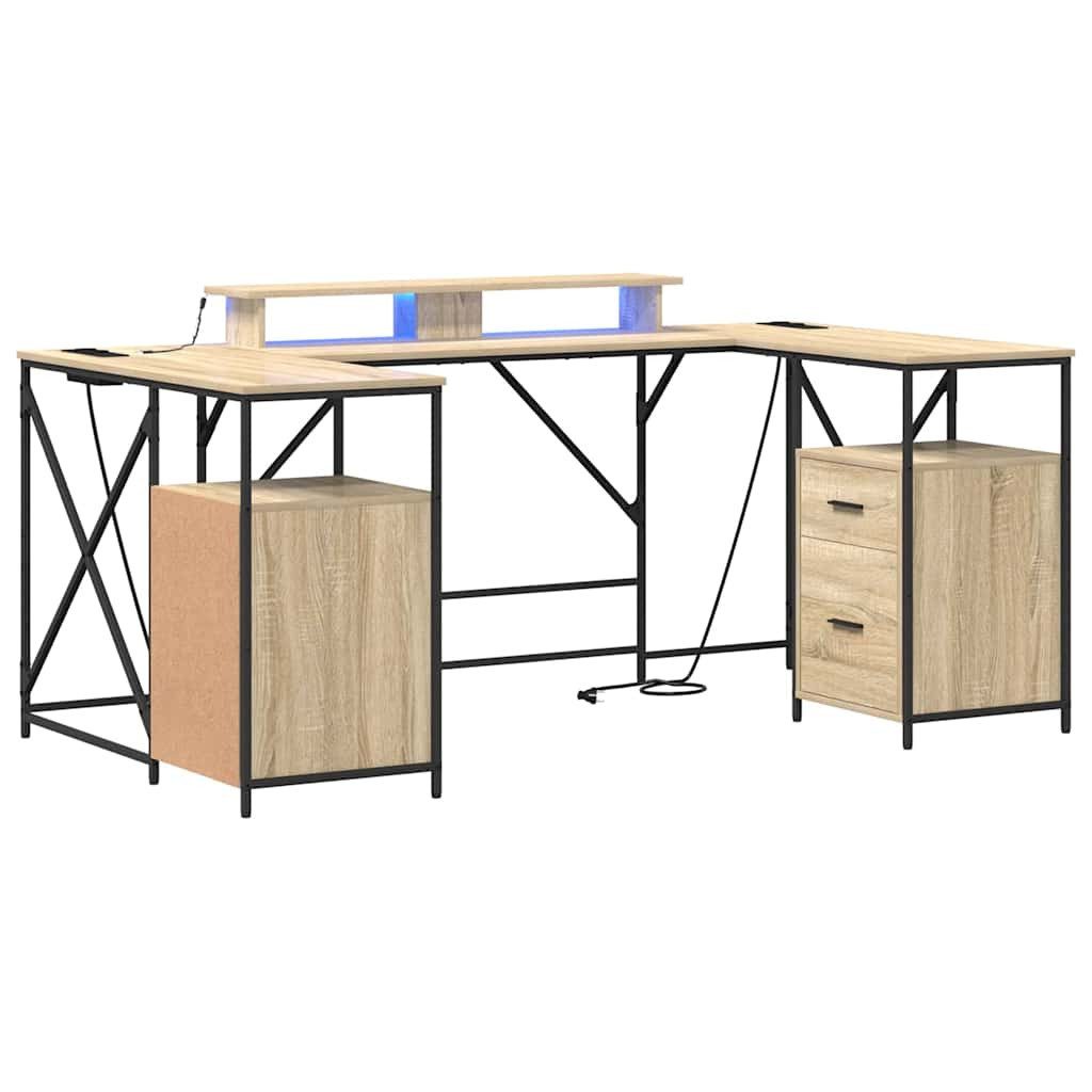 vidaXL Schreibtisch Schreibtisch Sonoma-Eiche Holzwerkstoff 182 x 101 x 87,5 cm (1-St)