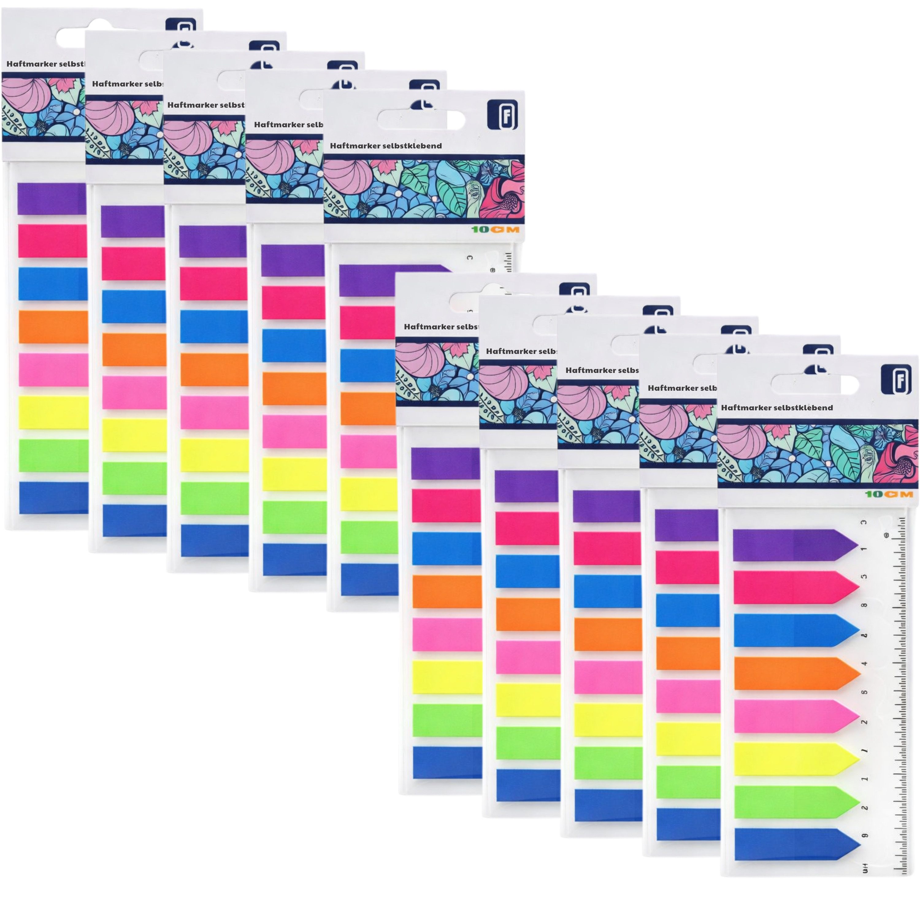 HundB Kugelschreiber 2000 Haftmarker, selbstklebend, mit Lineal, Pfeilform, (Stück, 2000-tlg., Haftmarker), Klebezettel Haftnotizen Markierungsstreifen Indexstreifen Registermark