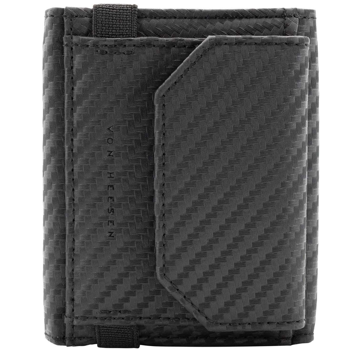5 Wallet & Geldbeutel & Wallet Carbon-Schwarz RFID-Schutz Portemonnaie Kartenfächer Leder Geschenkbox inkl. (braun) VON mit XL-Münzfach, HEESEN Whizz Slim Geldbörse