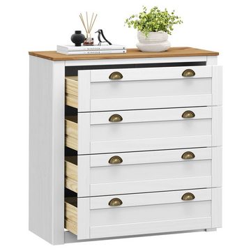 IDIMEX Kommode BOLTON, Kommode mit 4 Schubladen aus Kiefer weiß/braun Sideboard aus Massivhol