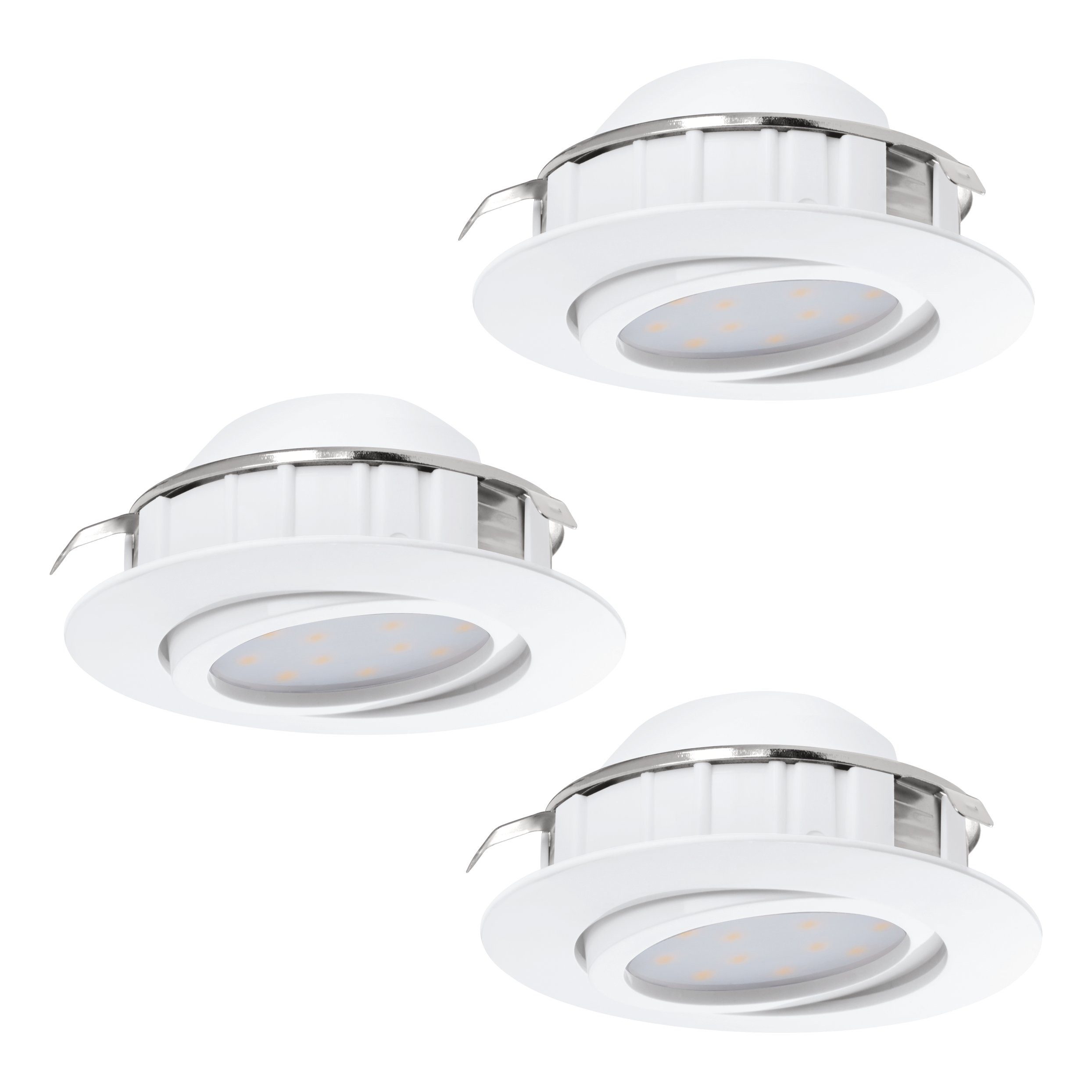 EGLO LED Einbauleuchte Pineda, Leuchtmittel inklusive, LED 3er-Set Einbaustrahler, Spot, Einbauleuchten, Einbauspot, Ø 8,4 cm