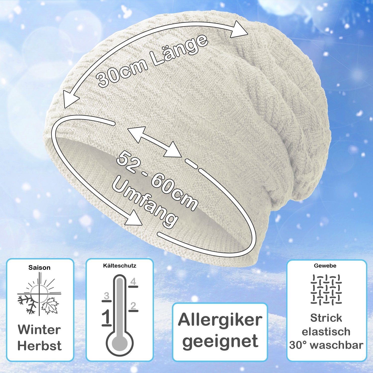 compagno Strickmütze (1-St) Warm gefütterte Wintermütze Strickmütze Beanie Damen und Herren