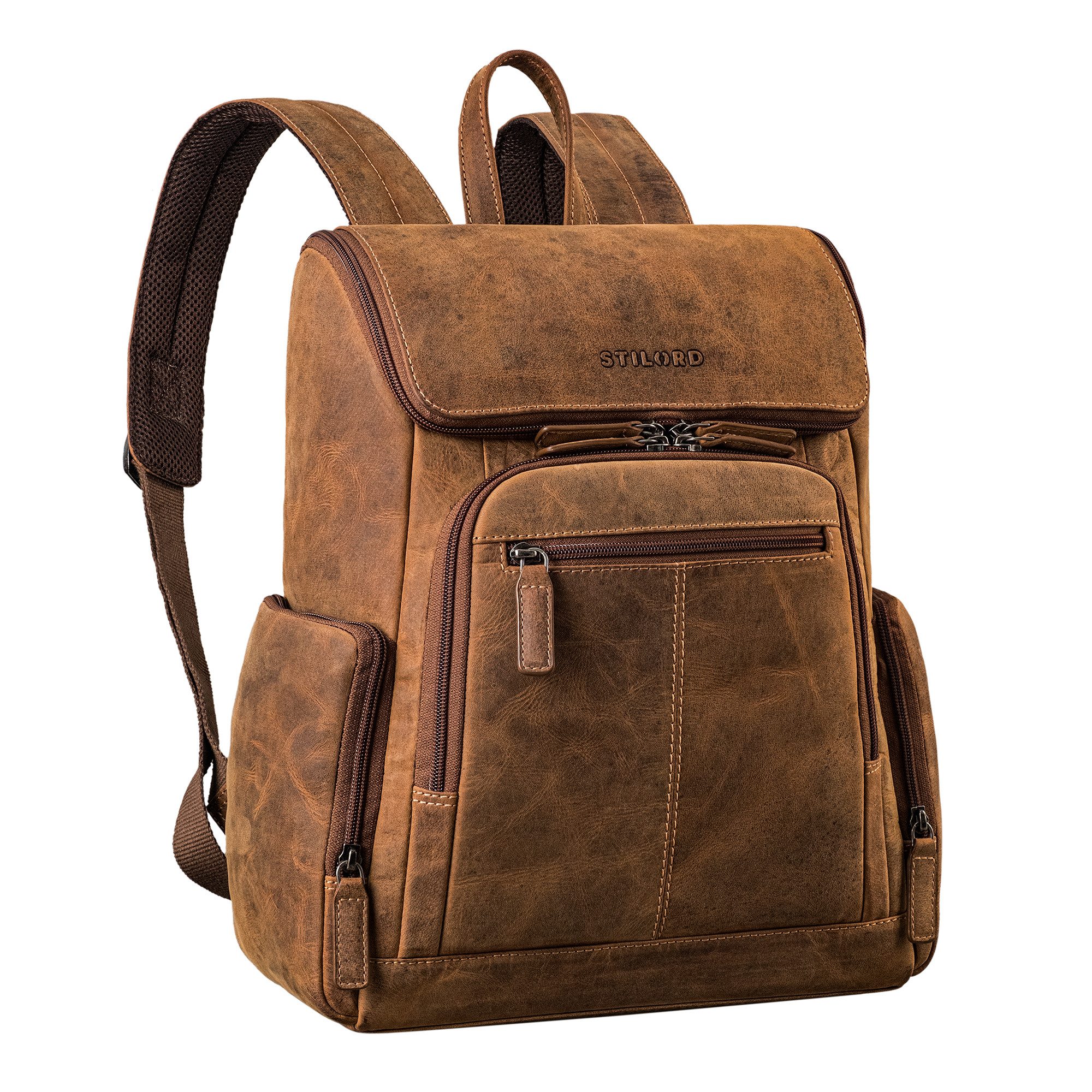 STILORD Notebook-Rucksack "Giacomo" Business Rucksack Leder Laptopfach 13 - 14 Zoll Herren Damen