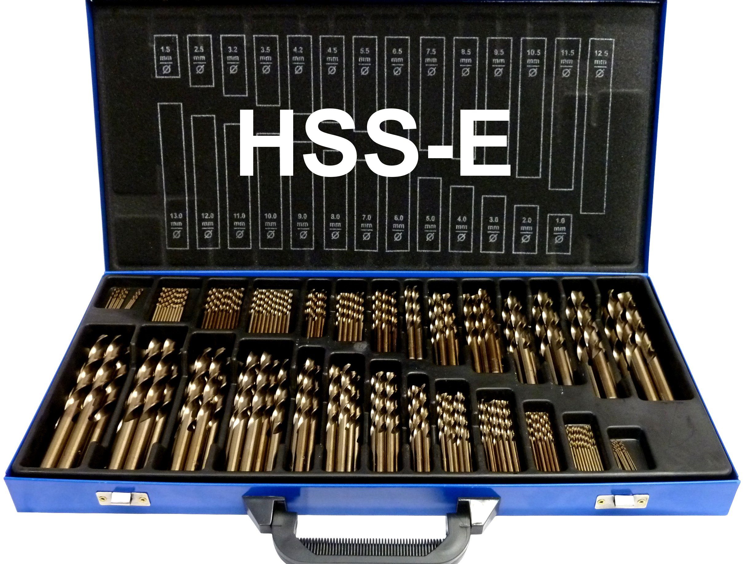 PeTools Metallbohrer Edelstahl-Bohrer 230 tlg. HSS-E (1-13mm) Cobalt (Co5) Spiral-Bohrer VA, (230-tlg), HSS-E kobaltlegiert (Co5)