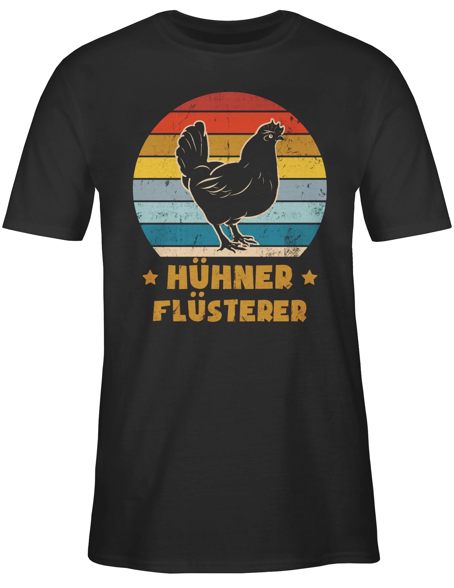 02 Sprüche Statement mit Hühner Flüsterer Vintage Shirtracer Henne Spruch T-Shirt Schwarz