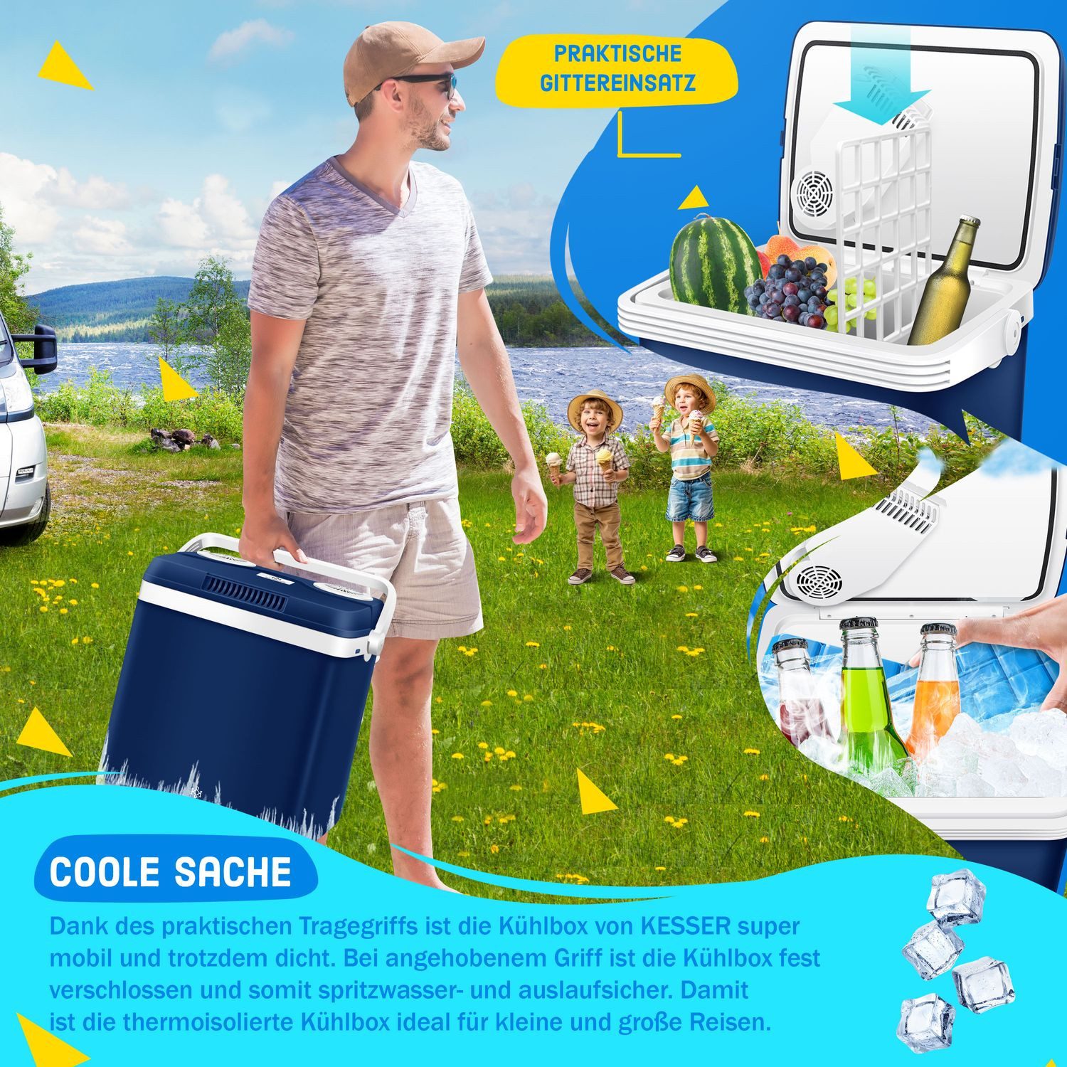 KESSER Kühlbox, 32 l, Thermoelektrische Kühlbox kühlt & wärmt 12V / 230V Mini-Kühlschrank