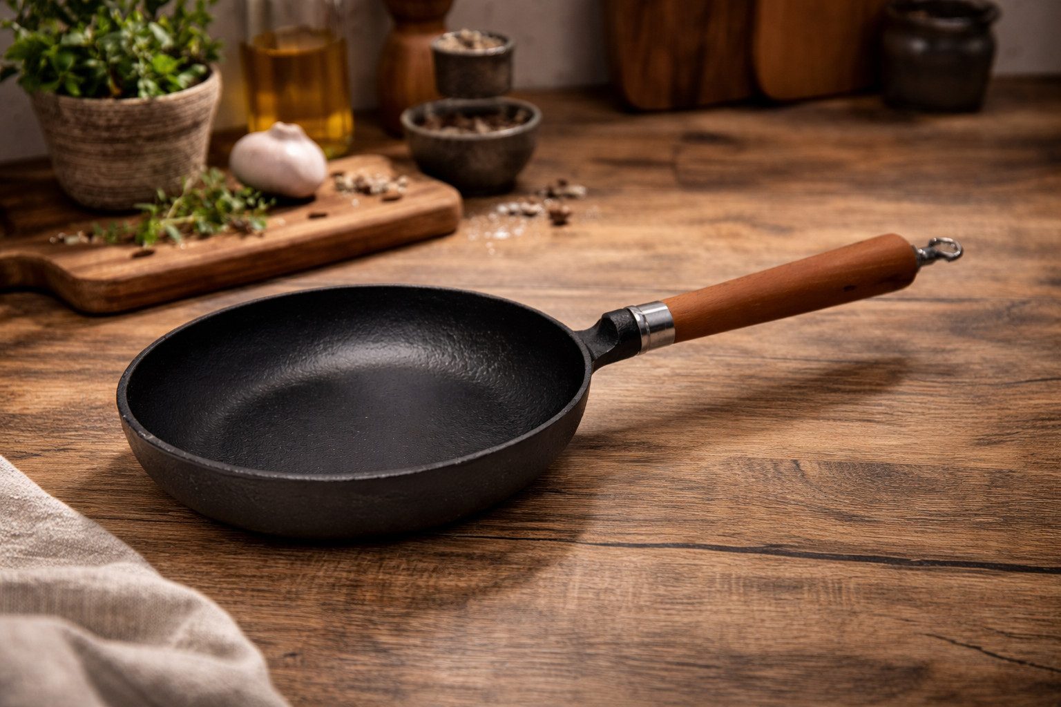 Ronneby Bruk Bratpfanne Maestro, hoch, Ø 20 cm, mit Holzgriff, Gusseisen (1-tlg)