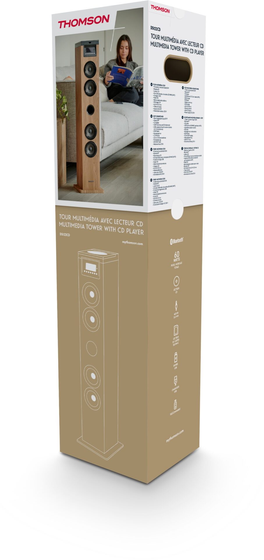 Thomson Bluetooth Soundtower DS122CD Soundsystem USB Radio schwarz TH388893 Soundbar