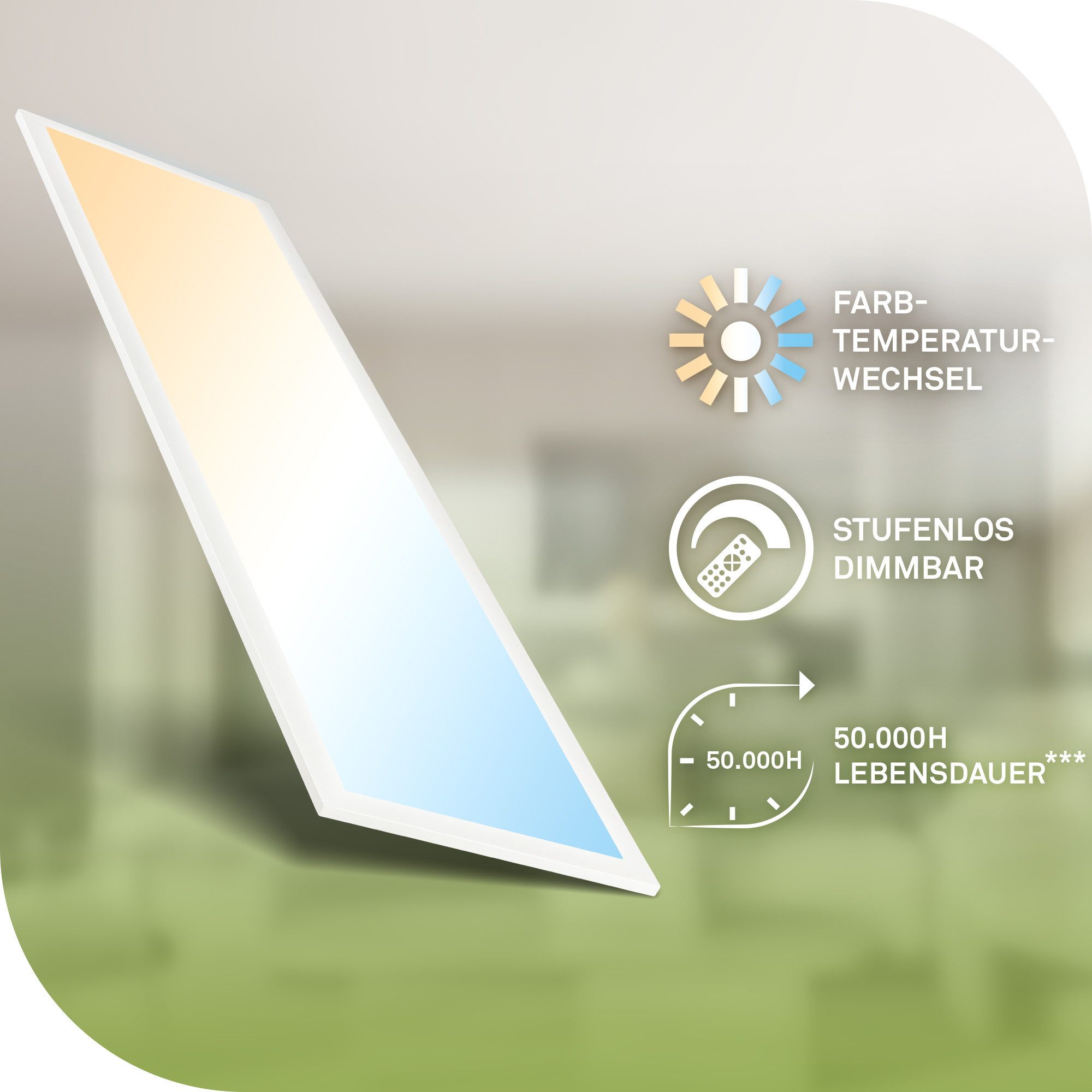 Briloner Leuchten Deckenleuchte LED Deckenleuchte Panel Memoryfunktion ultra flach CCT Dimmfunktion, CCT - Energieeffizienz A, LED fest integriert, Wohnzimmerlampe, 2900lm, Schlafzimmer, 38 x 38cm