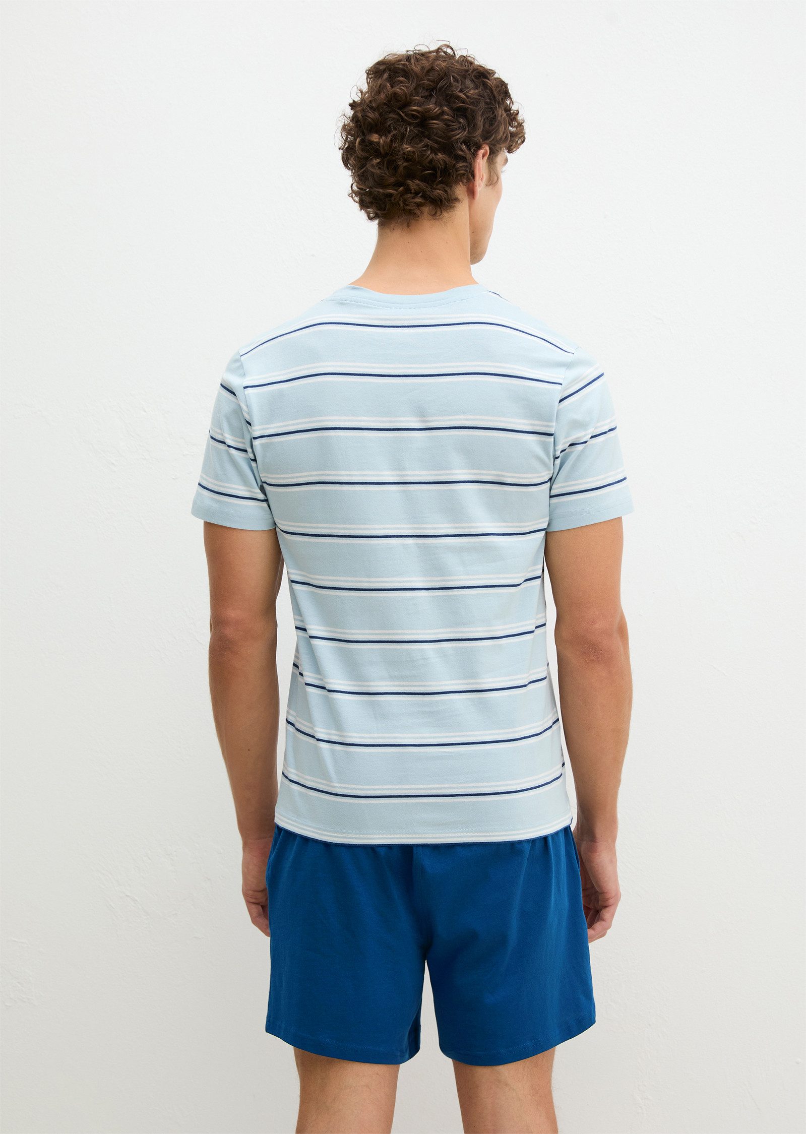 Marc O'Polo Shorty Mix N Match Cotton (2 tlg) mit kurzem Arm und Rundhalsausschnitt, Hose mit Gummizug und Bindeband