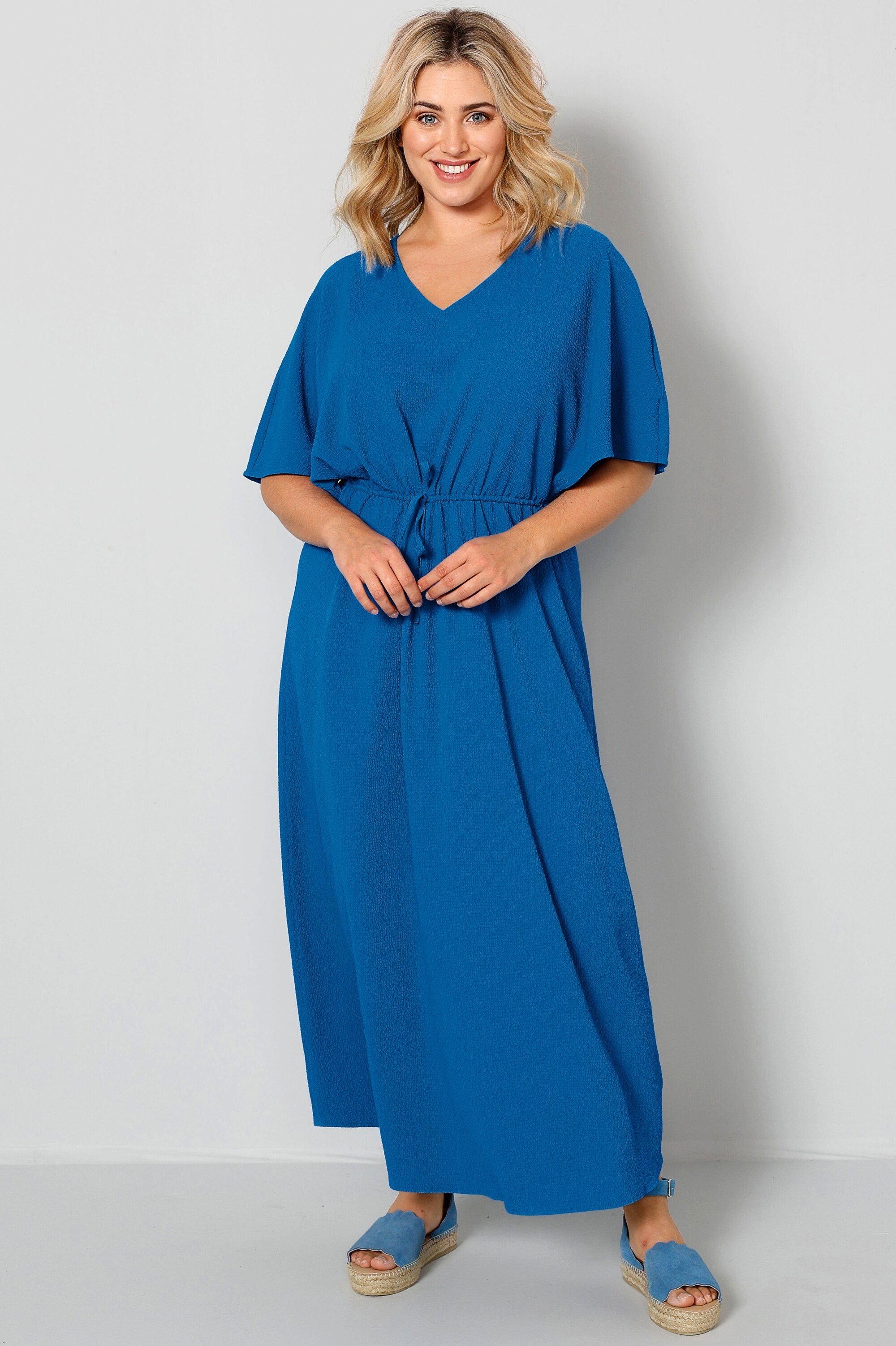 Sara Lindholm Sommerkleid Maxikleid A-Line V-Ausschnitt Taillen-Bindeband