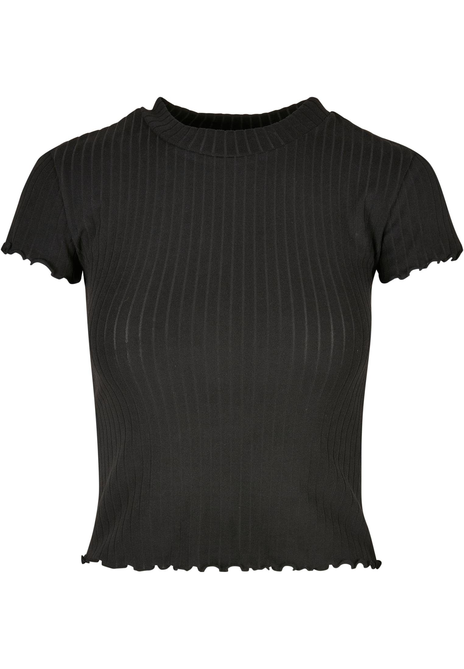 Tee URBAN Ladies CLASSICS Langarmshirt Short (1-tlg) Damen black Rib