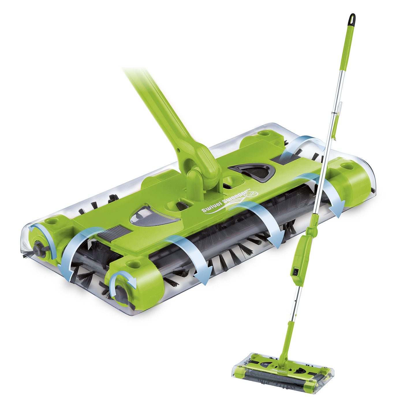 Swivel Sweeper Akkubesen Akku-Besen - Bodenkehrer - beutellos - 7,2V - 15W - limegreen, 15 W, entfernt jeglichen Schmutz auf ihrem Boden durch den Reinigungskamm