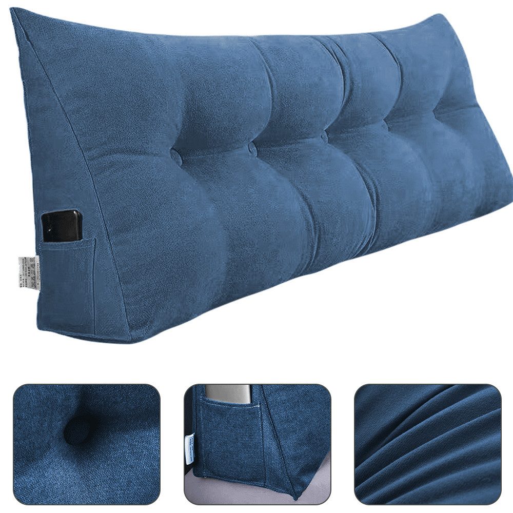 JEOBEST Rückenkissen Dreieckiges Lesekissen, Keilkissen mit Seitenfach, 1-tlg., 160cm breit, Kissen mit abnehmbarem und waschbarem Bezug