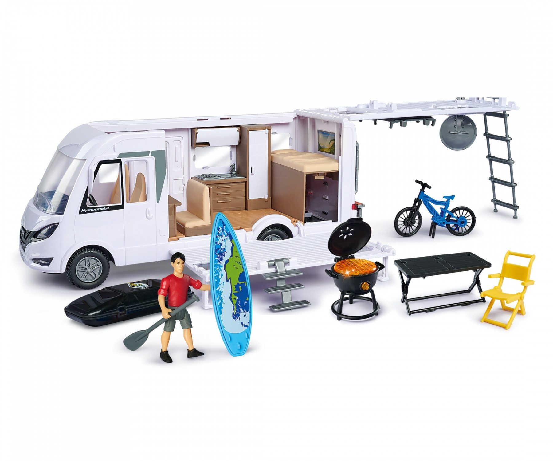 Dickie Toys Spielzeug-Auto Wohnmobil Camper, (Set), mit Licht