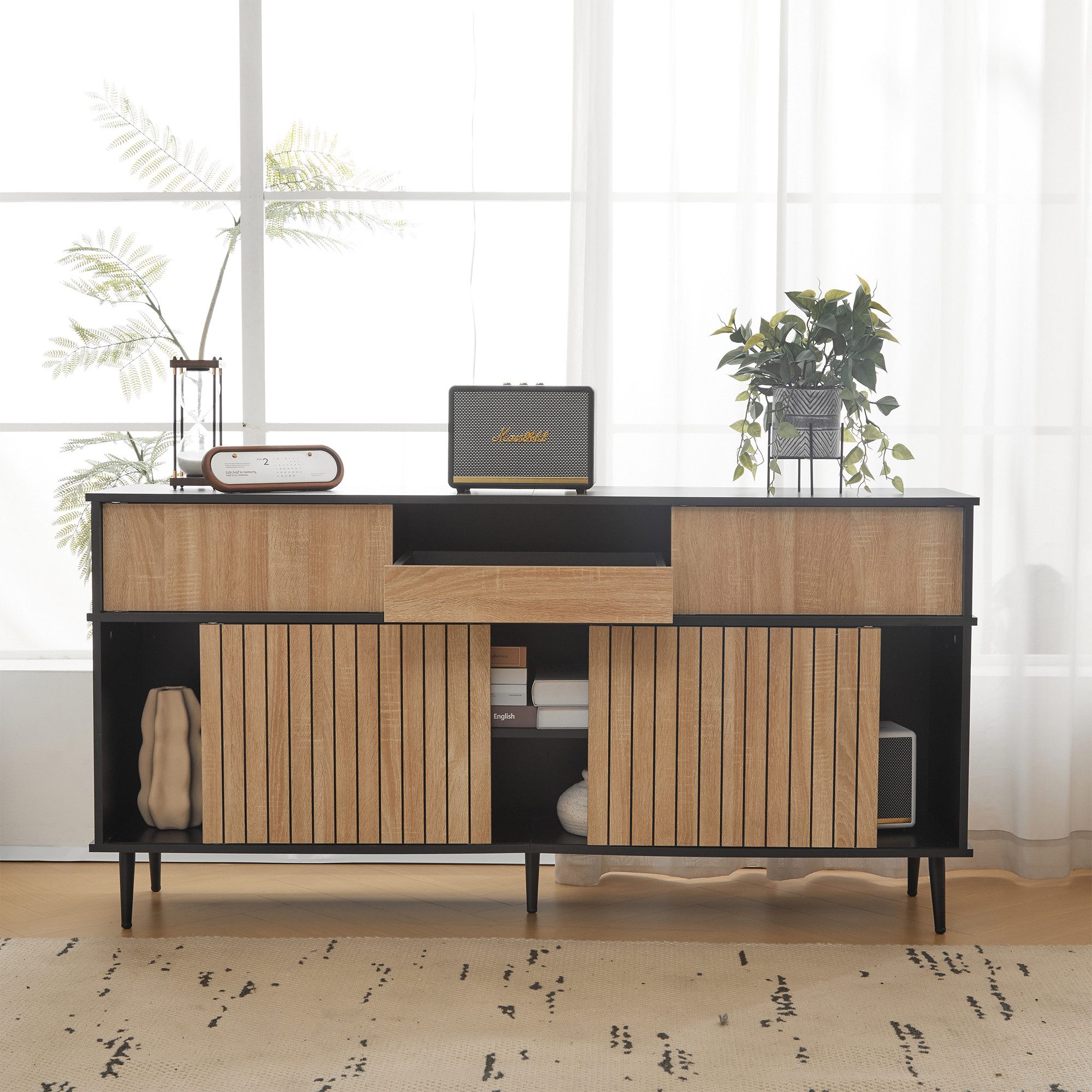 OKWISH Sideboard mit großem Stauraum (Kommode, Wohnzimmerschrank,Anrichte, günstig online kaufen