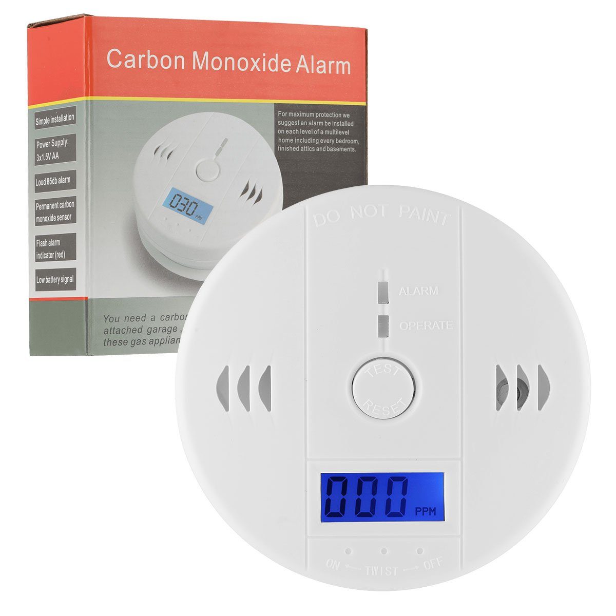 Alarm, Rauchmelder Sensor Batteriebetrieb) (Kohlenmonoxidmelder LCD-Display, 85 Testtaste, dB CO mit CO-Melder oyajia Kohlenmonoxidmelder