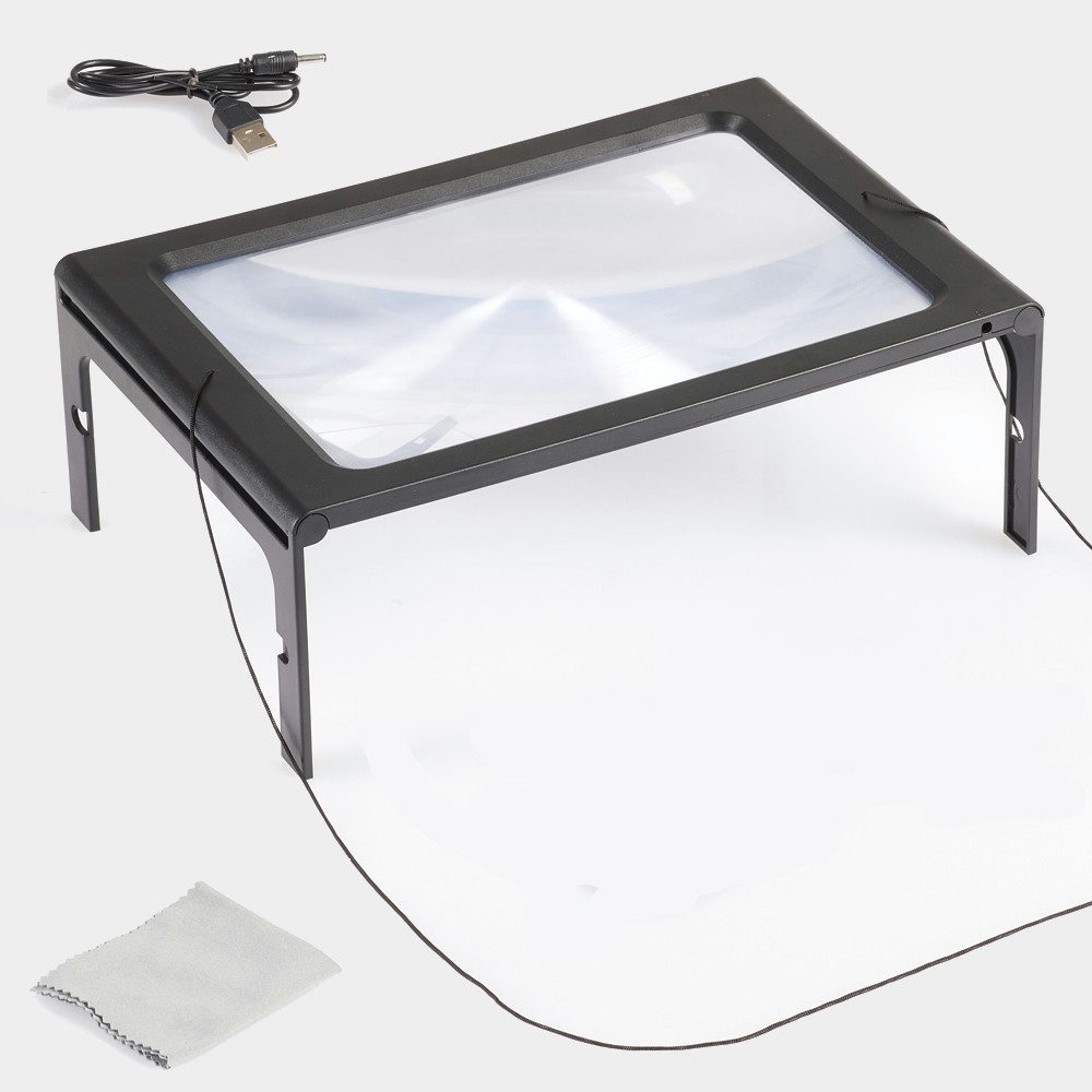 genialo Standlupe, Mit Standfüßen und Trageband